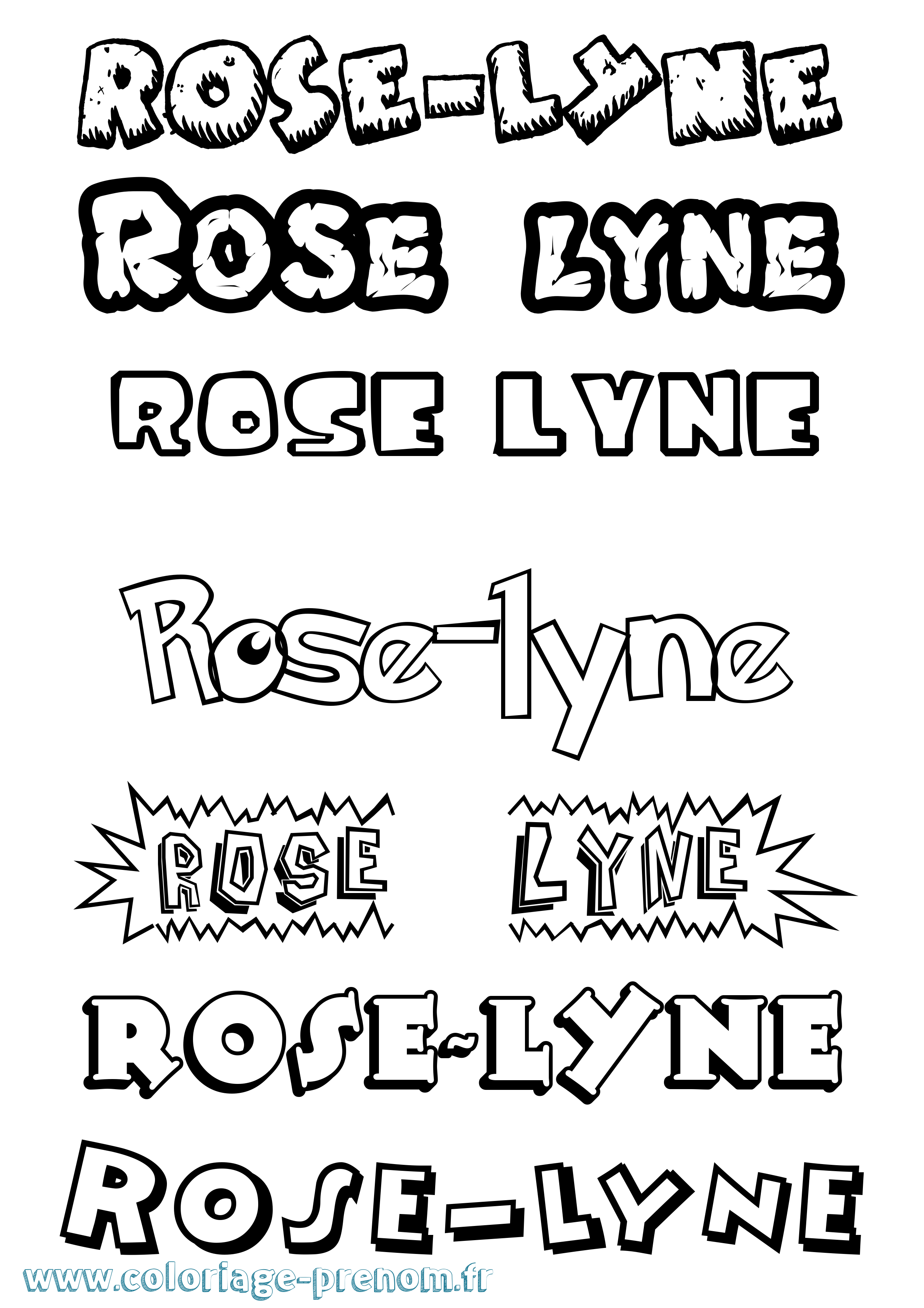 Coloriage Rose-Lyne Dessin Animé Coloriage prénom Rose-Lyne Dessin Animé