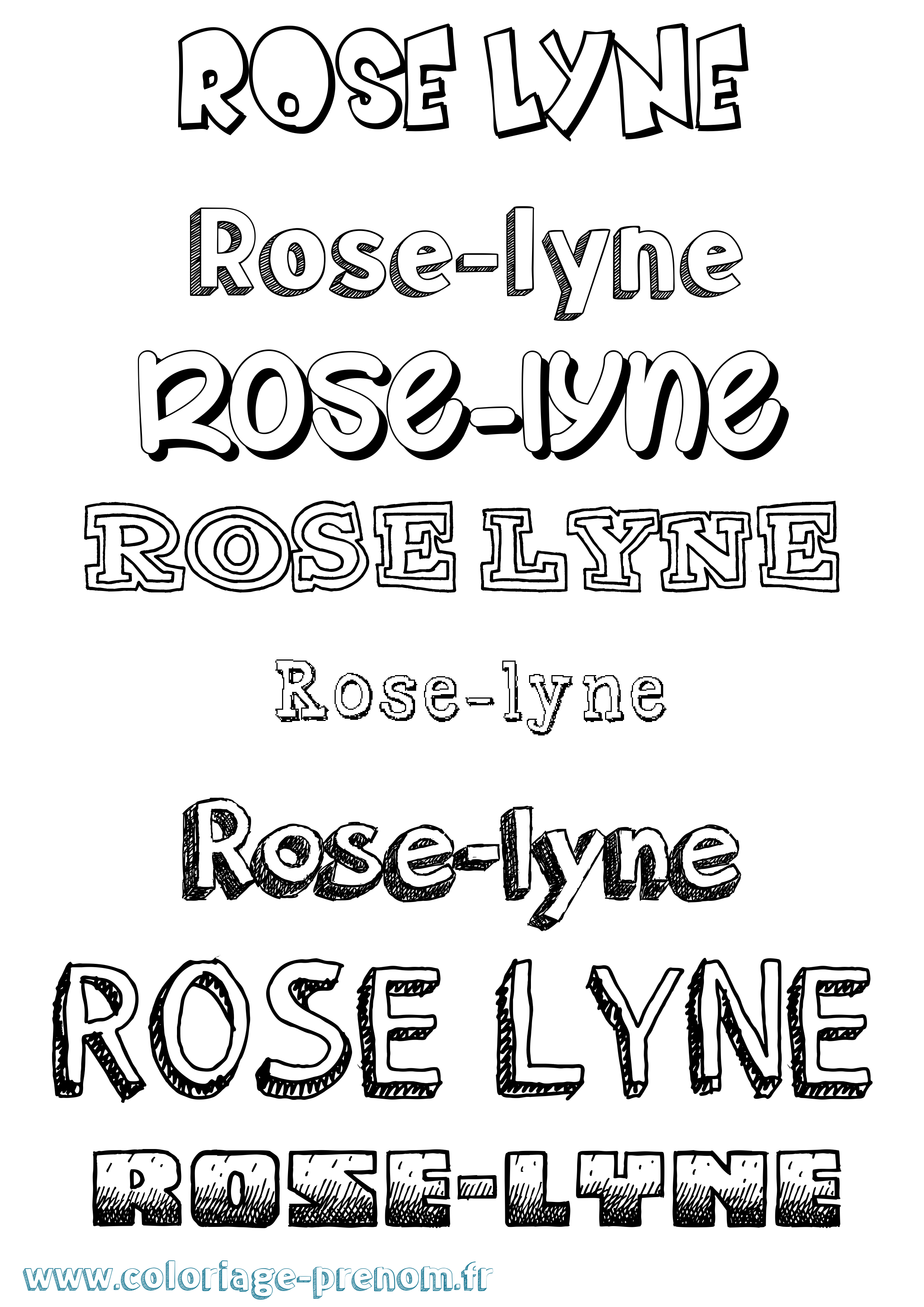 Coloriage Rose-Lyne Dessiné Coloriage prénom Rose-Lyne Dessiné