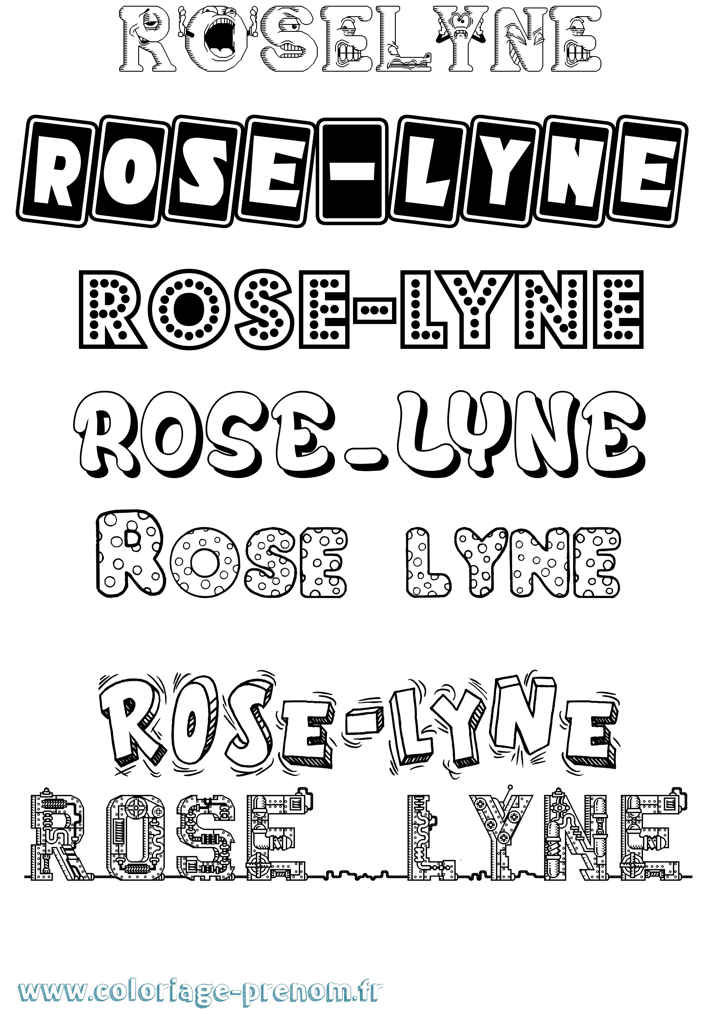 Coloriage Rose-Lyne Fun Coloriage prénom Rose-Lyne Fun