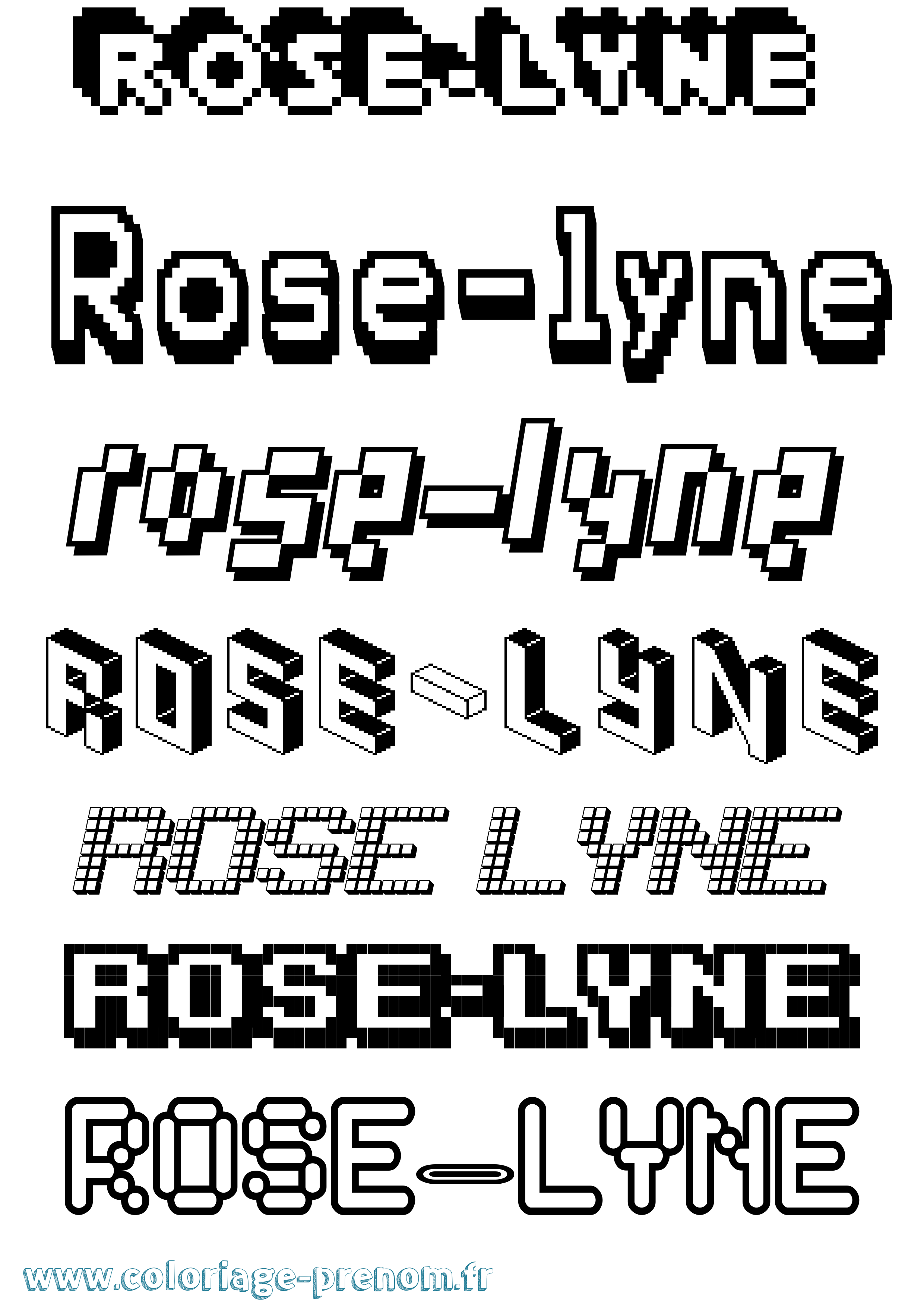 Coloriage Rose-Lyne Pixel Coloriage prénom Rose-Lyne Pixel