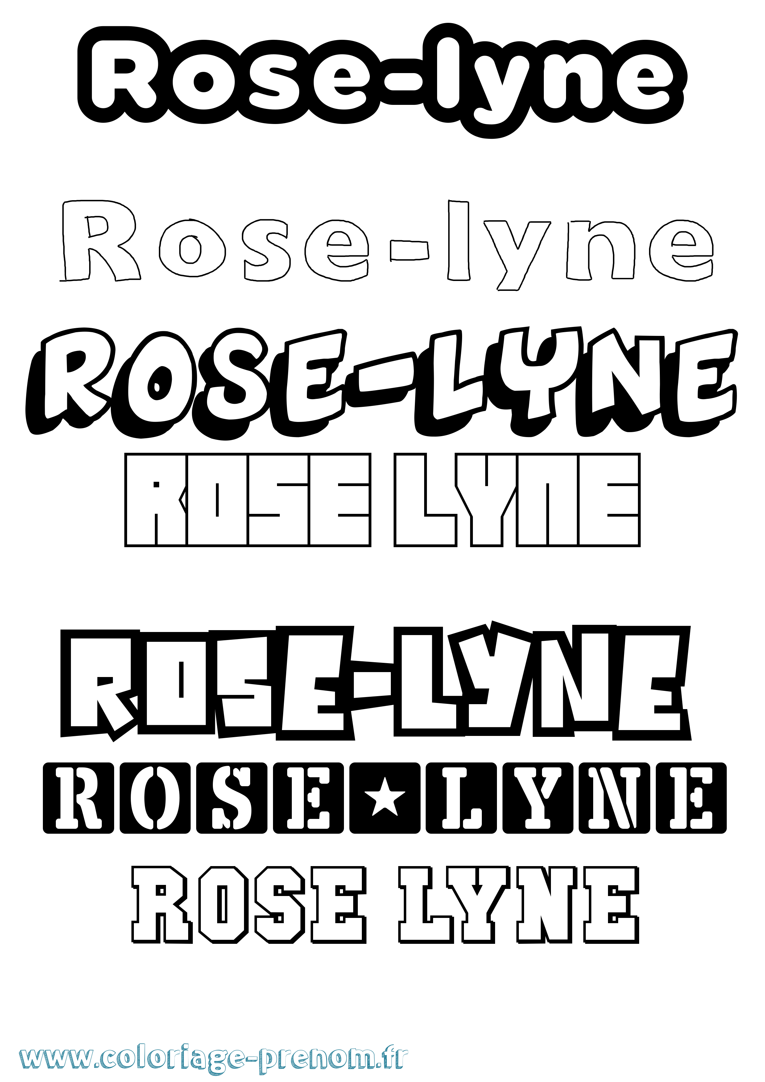 Coloriage Rose-Lyne Simple Coloriage prénom Rose-Lyne Simple