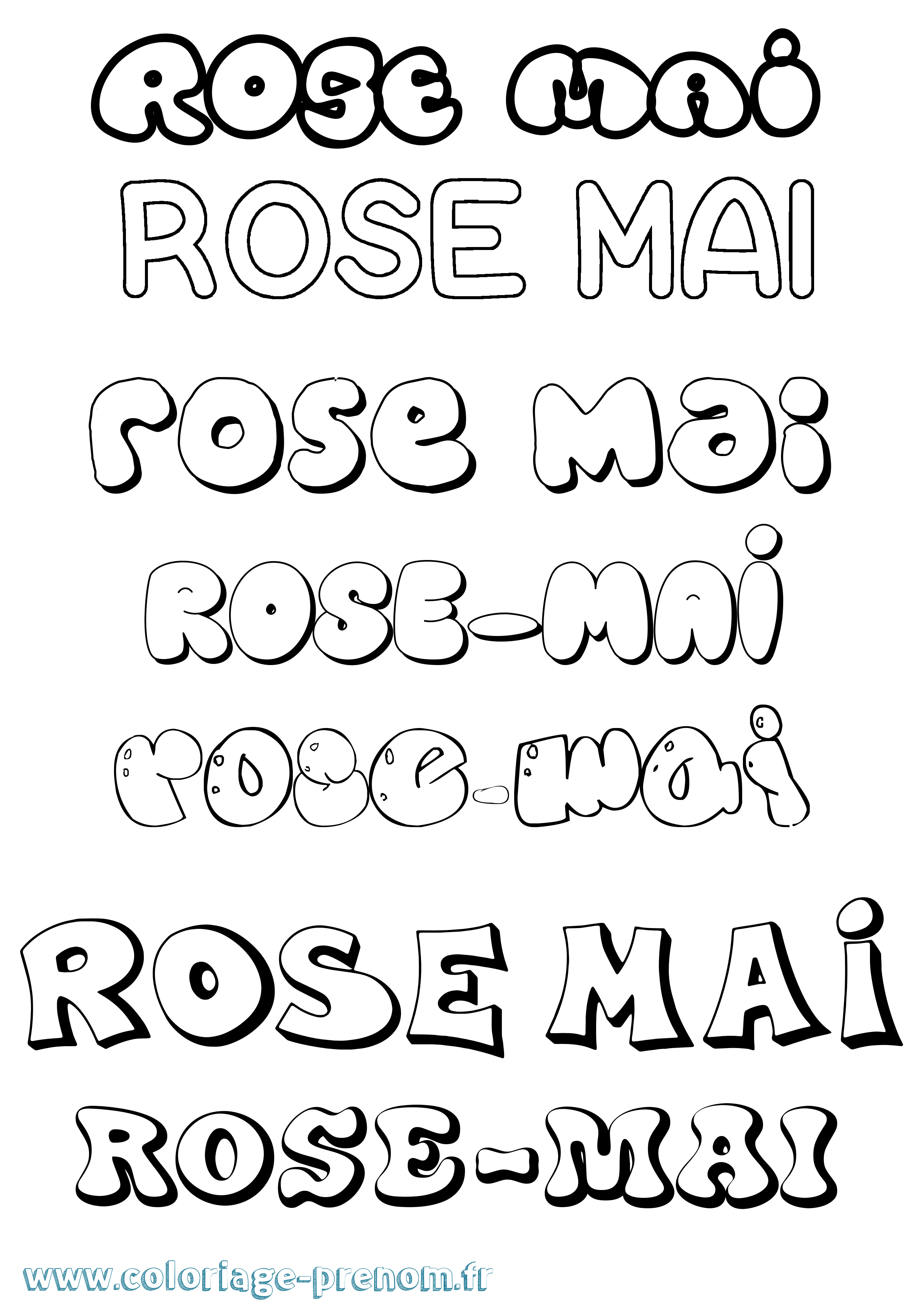 Coloriage Rose-Mai Bubble Coloriage prénom Rose-Mai Bubble