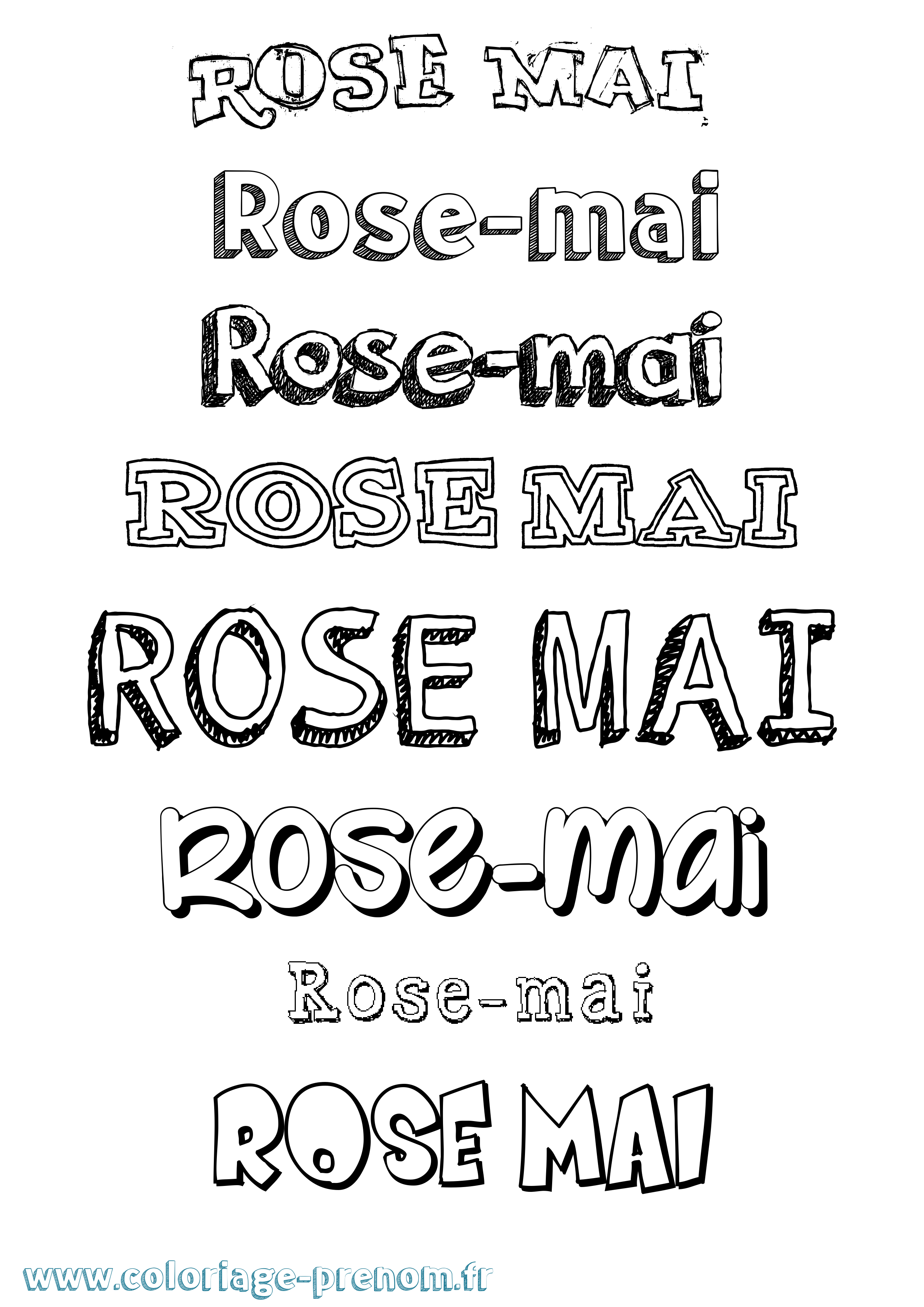 Coloriage Rose-Mai Dessiné Coloriage prénom Rose-Mai Dessiné