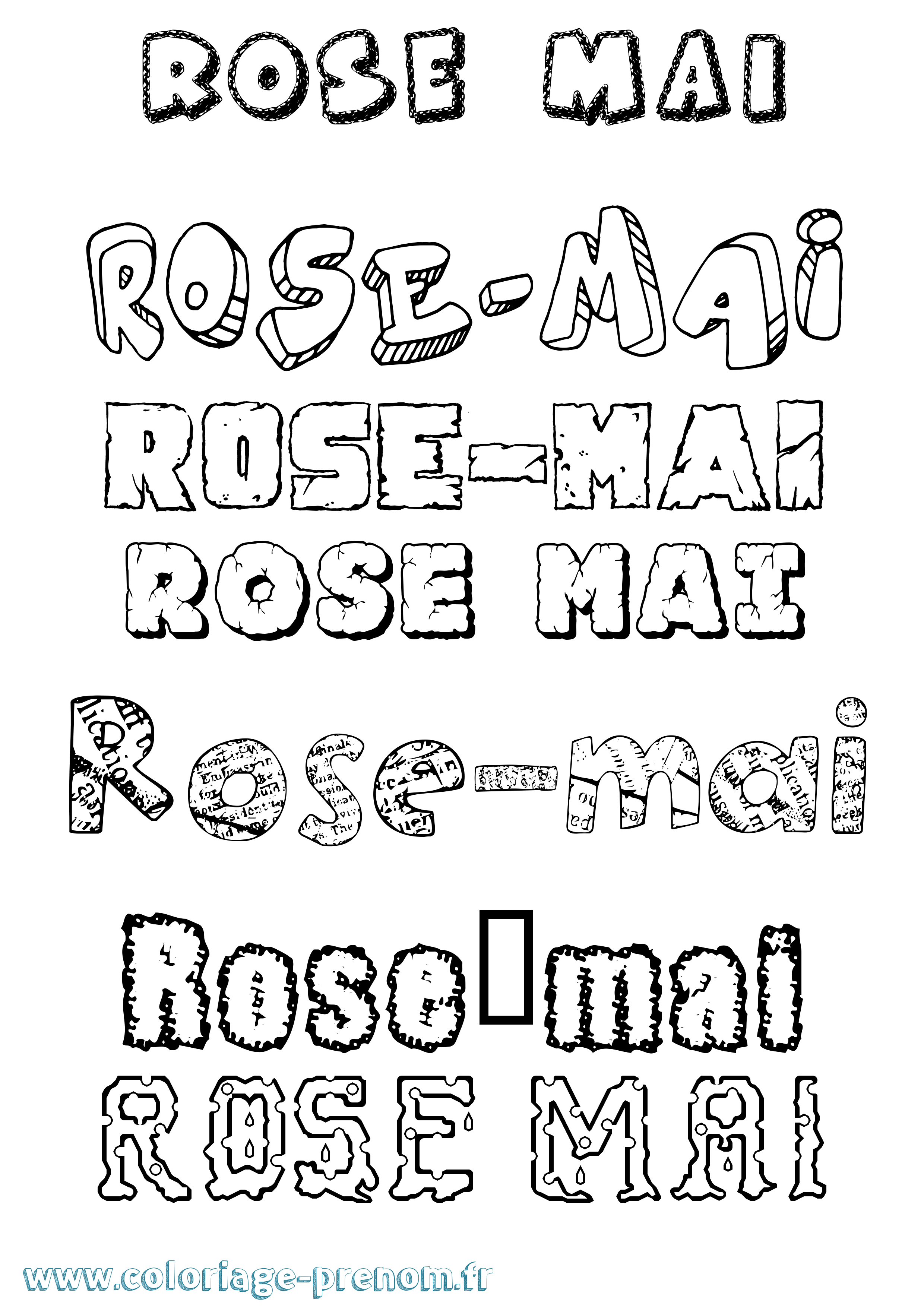 Coloriage Rose-Mai Destructuré Coloriage prénom Rose-Mai Destructuré