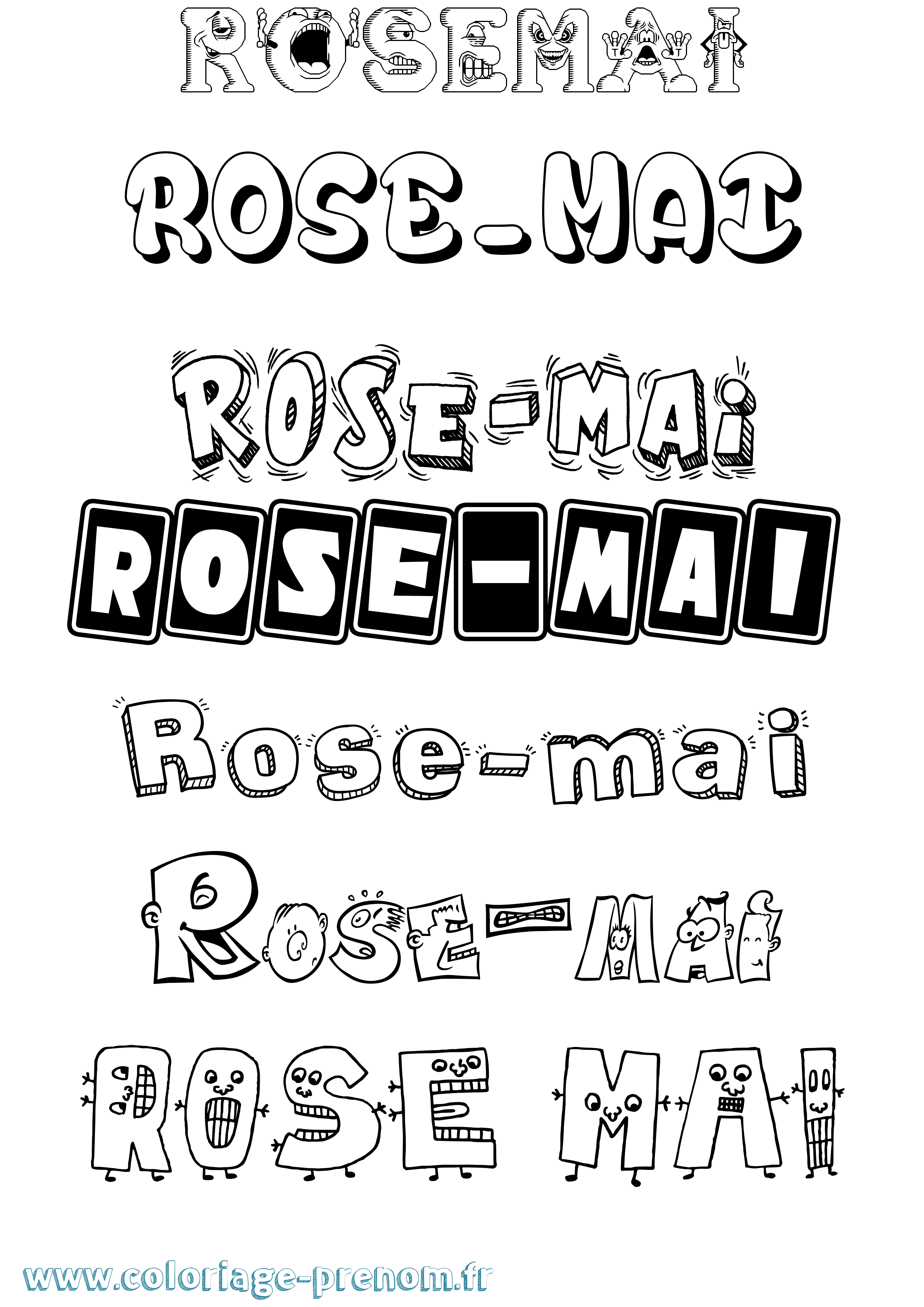 Coloriage Rose-Mai Fun Coloriage prénom Rose-Mai Fun