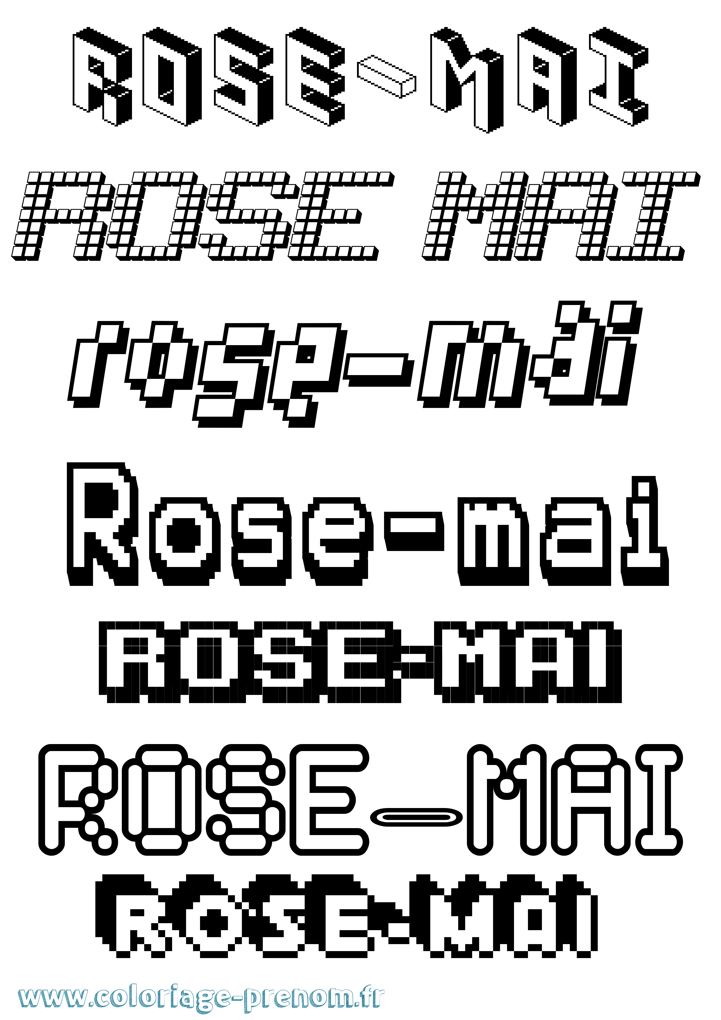 Coloriage Rose-Mai Pixel Coloriage prénom Rose-Mai Pixel
