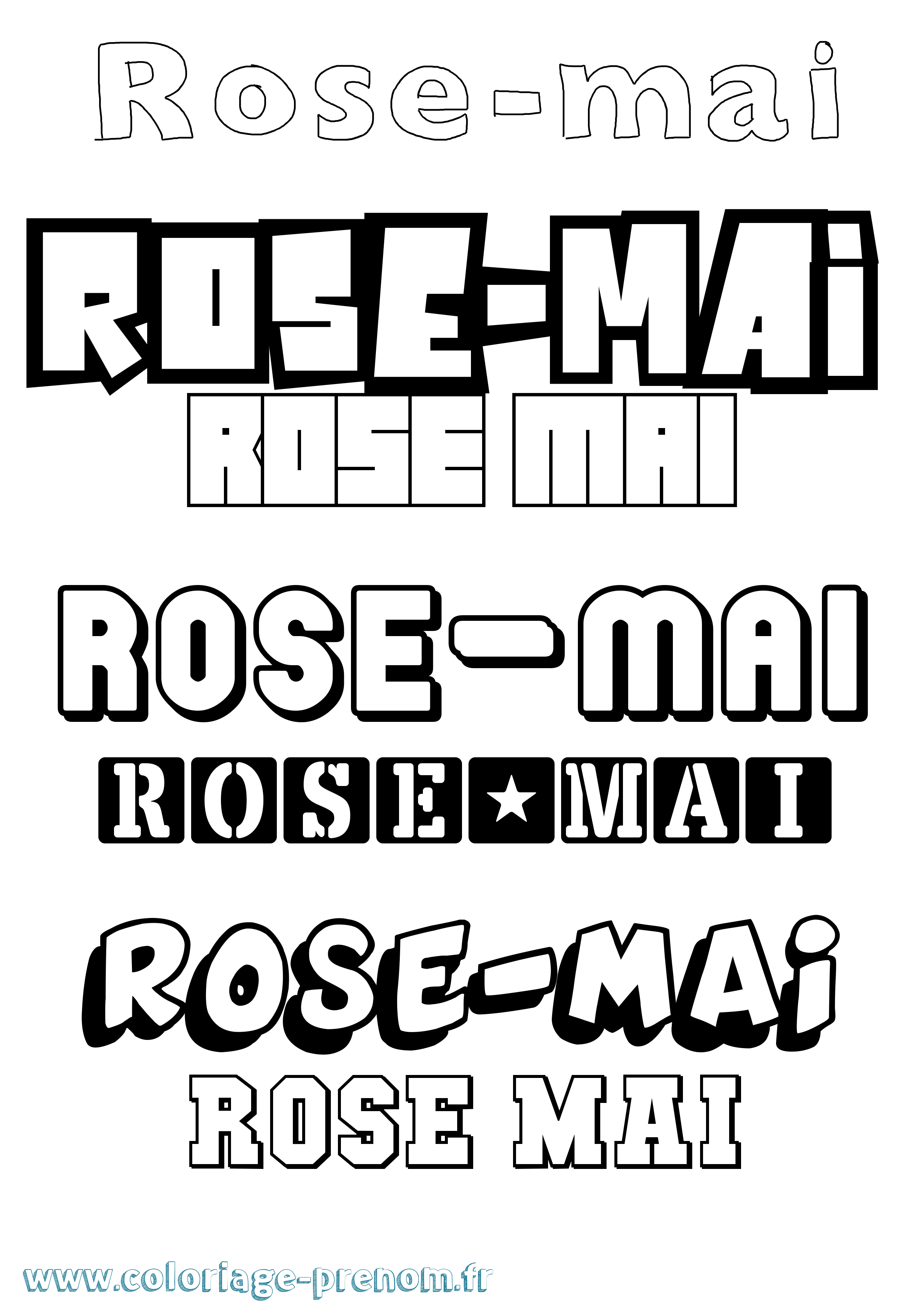 Coloriage Rose-Mai Simple Coloriage prénom Rose-Mai Simple