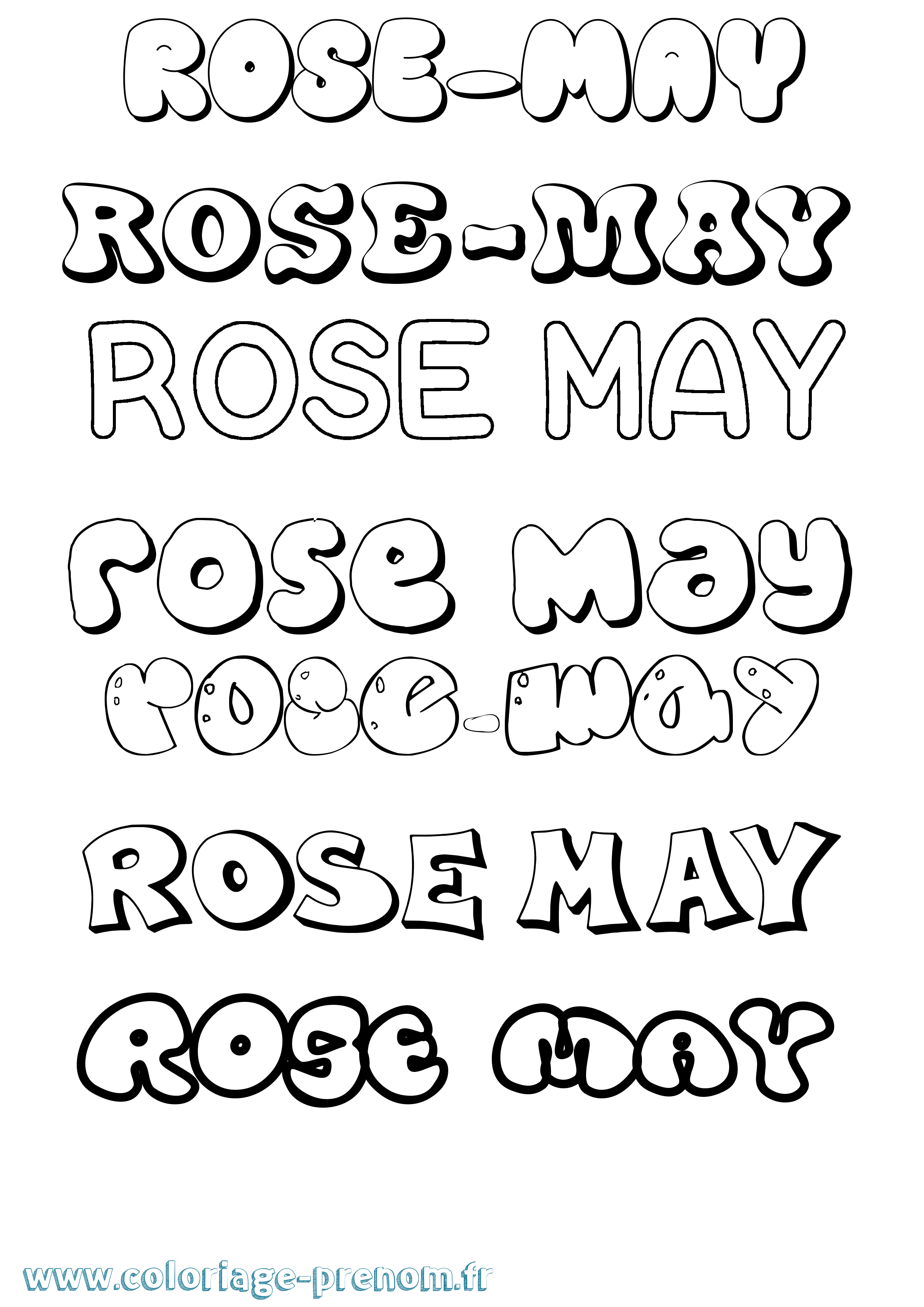 Coloriage Rose-May Bubble Coloriage prénom Rose-May Bubble