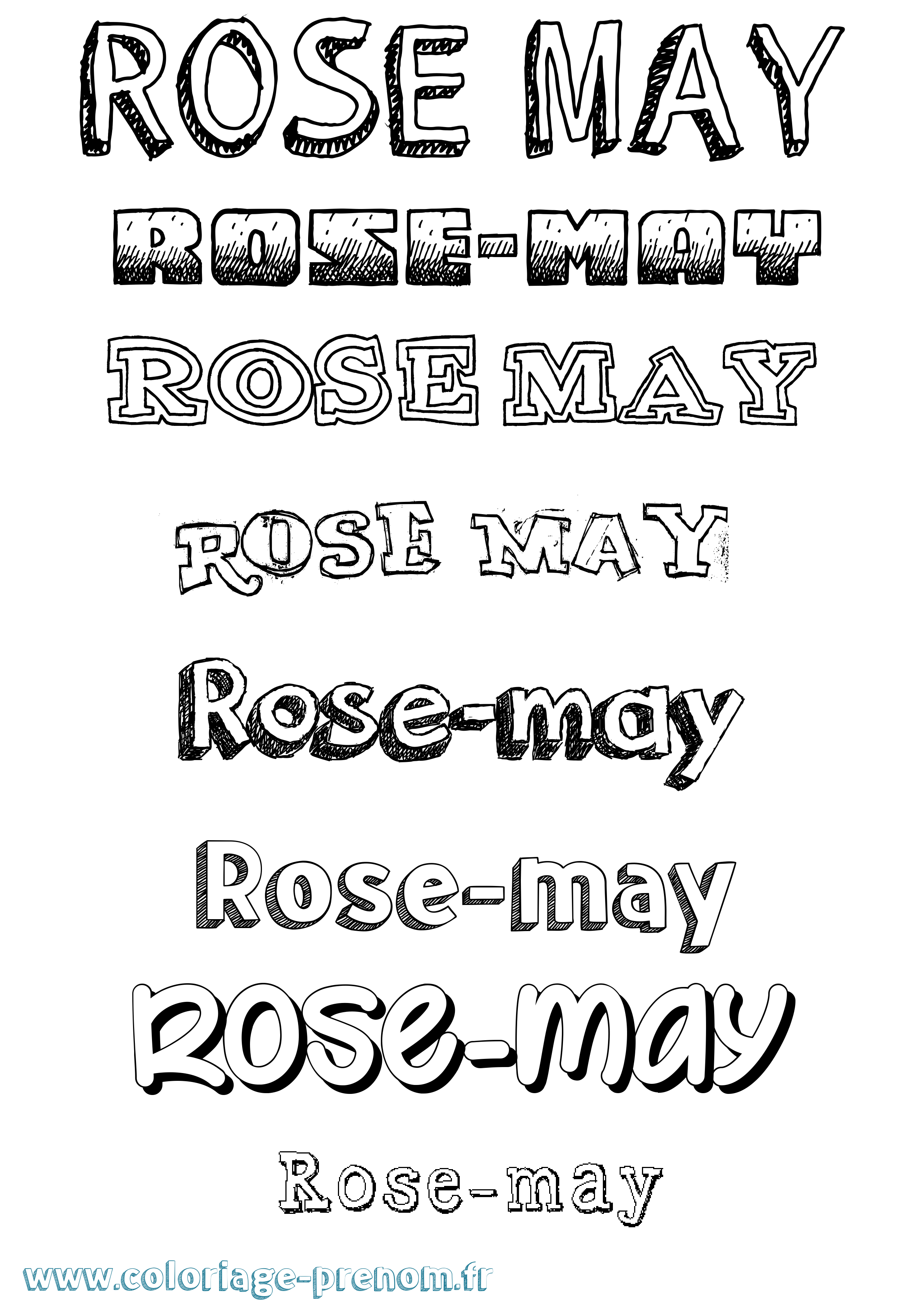 Coloriage Rose-May Dessiné Coloriage prénom Rose-May Dessiné
