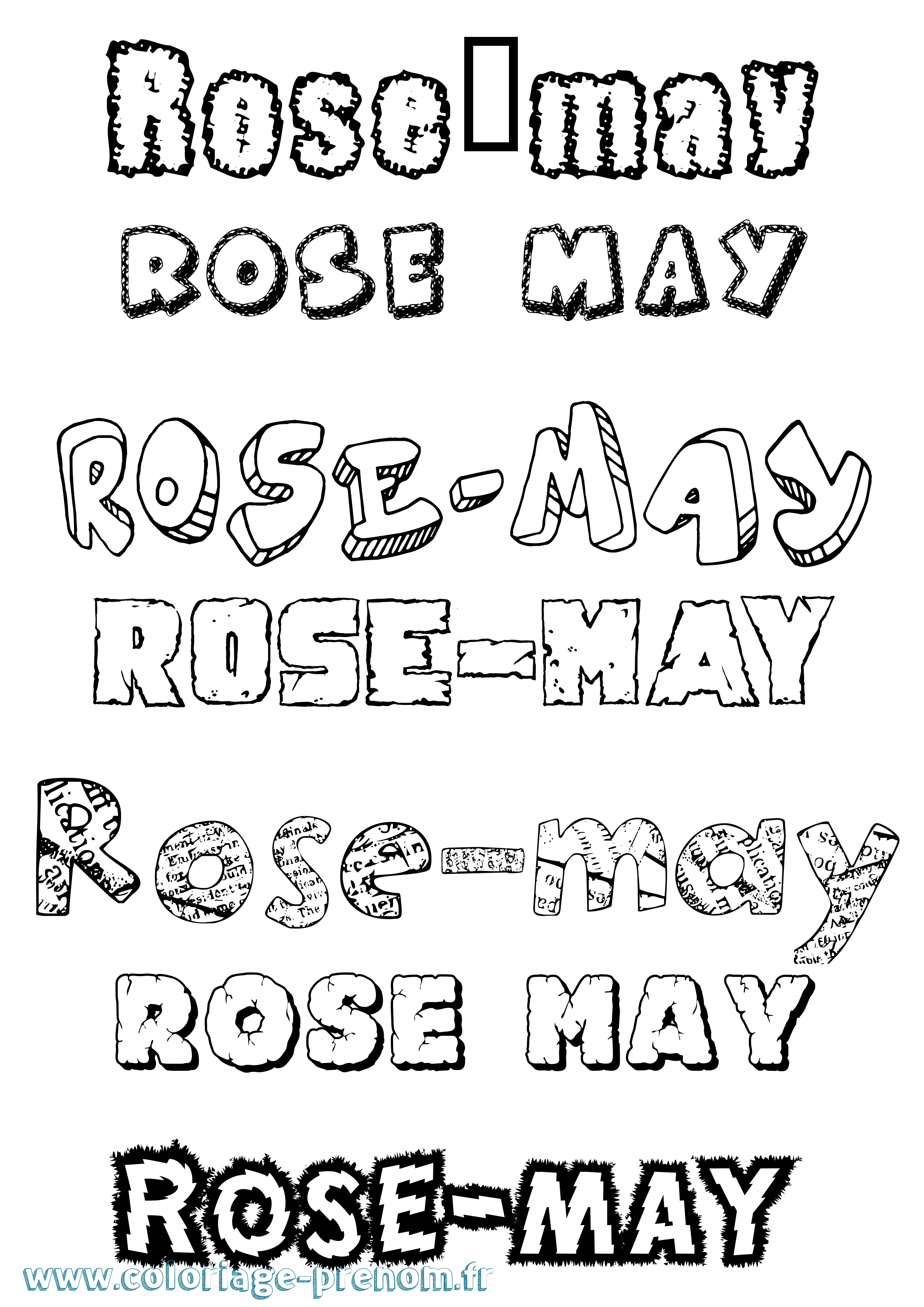 Coloriage Rose-May Destructuré Coloriage prénom Rose-May Destructuré