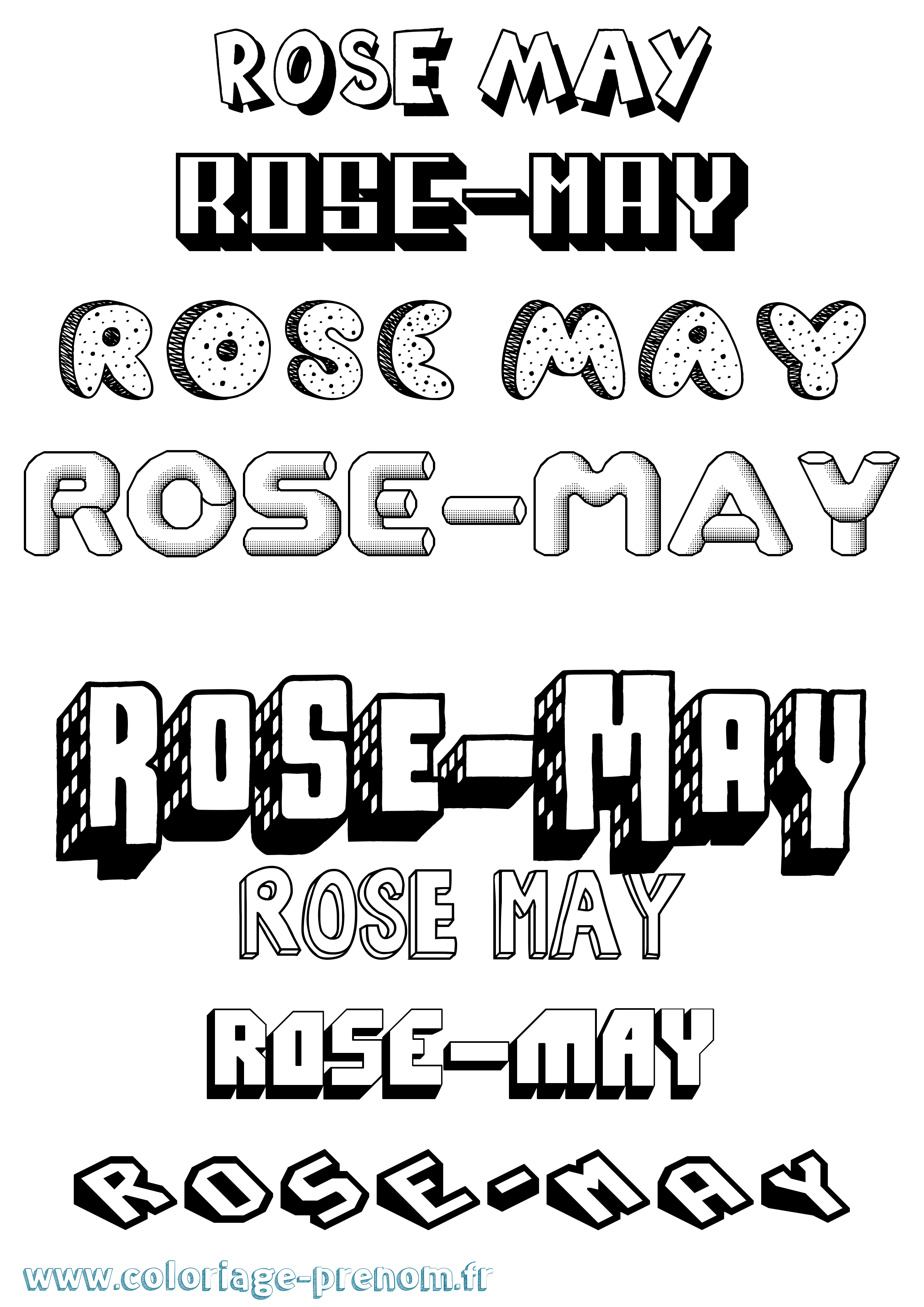 Coloriage Rose-May Effet 3D Coloriage prénom Rose-May Effet 3D