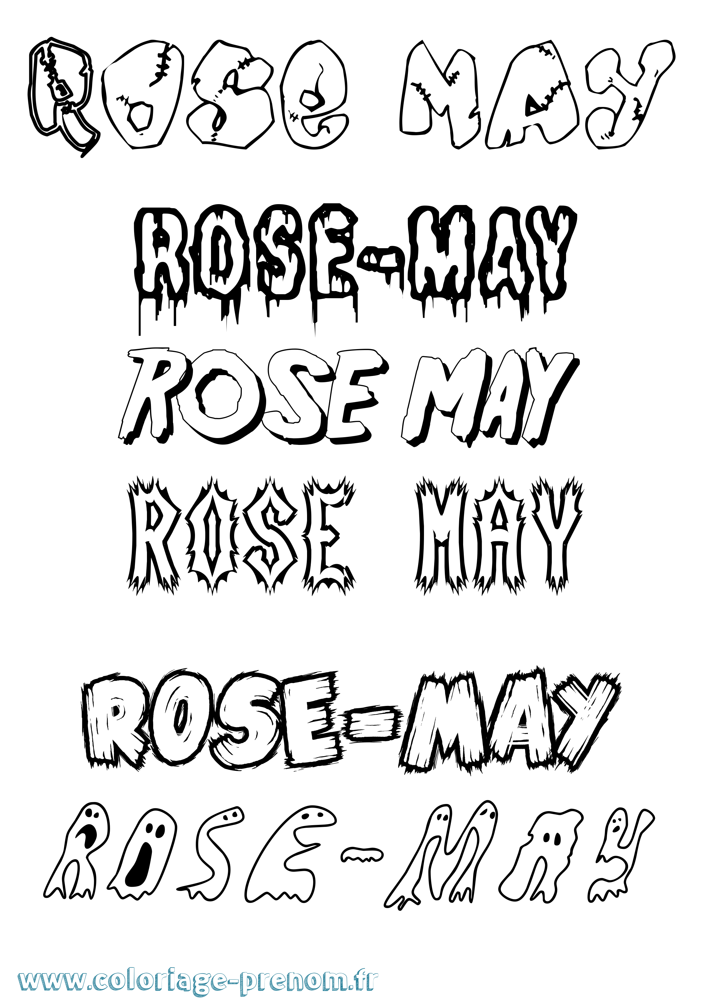 Coloriage Rose-May Frisson Coloriage prénom Rose-May Frisson