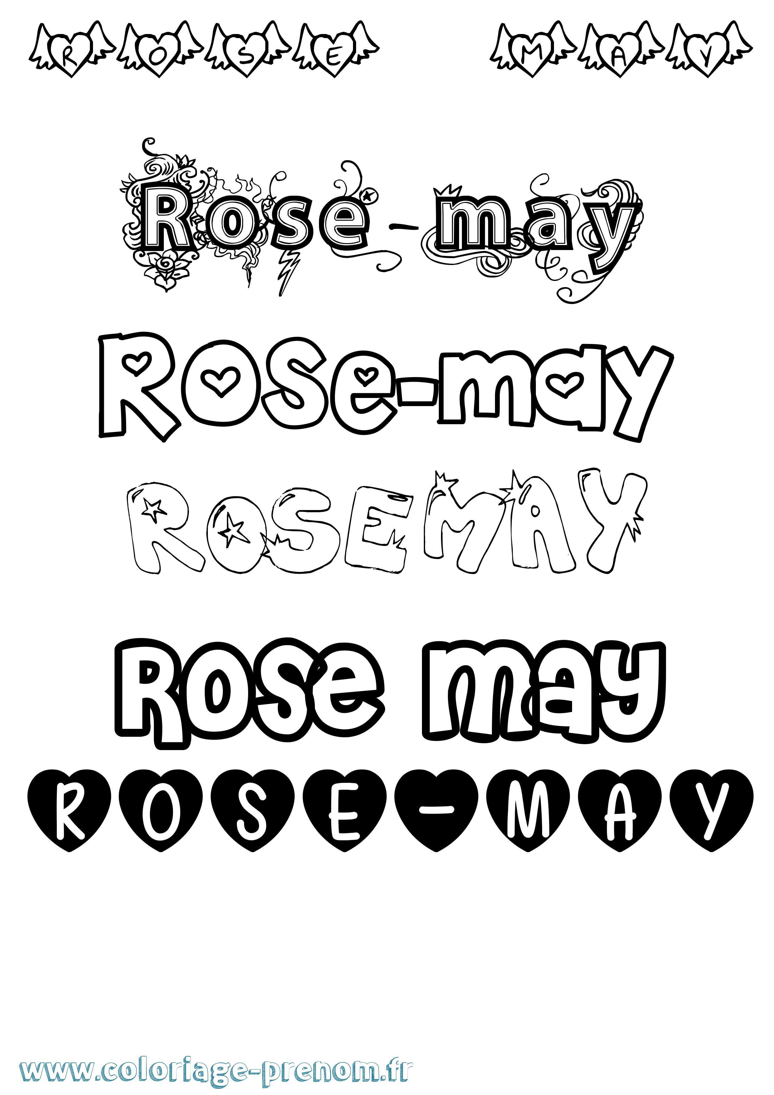 Coloriage Rose-May Girly Coloriage prénom Rose-May Girly