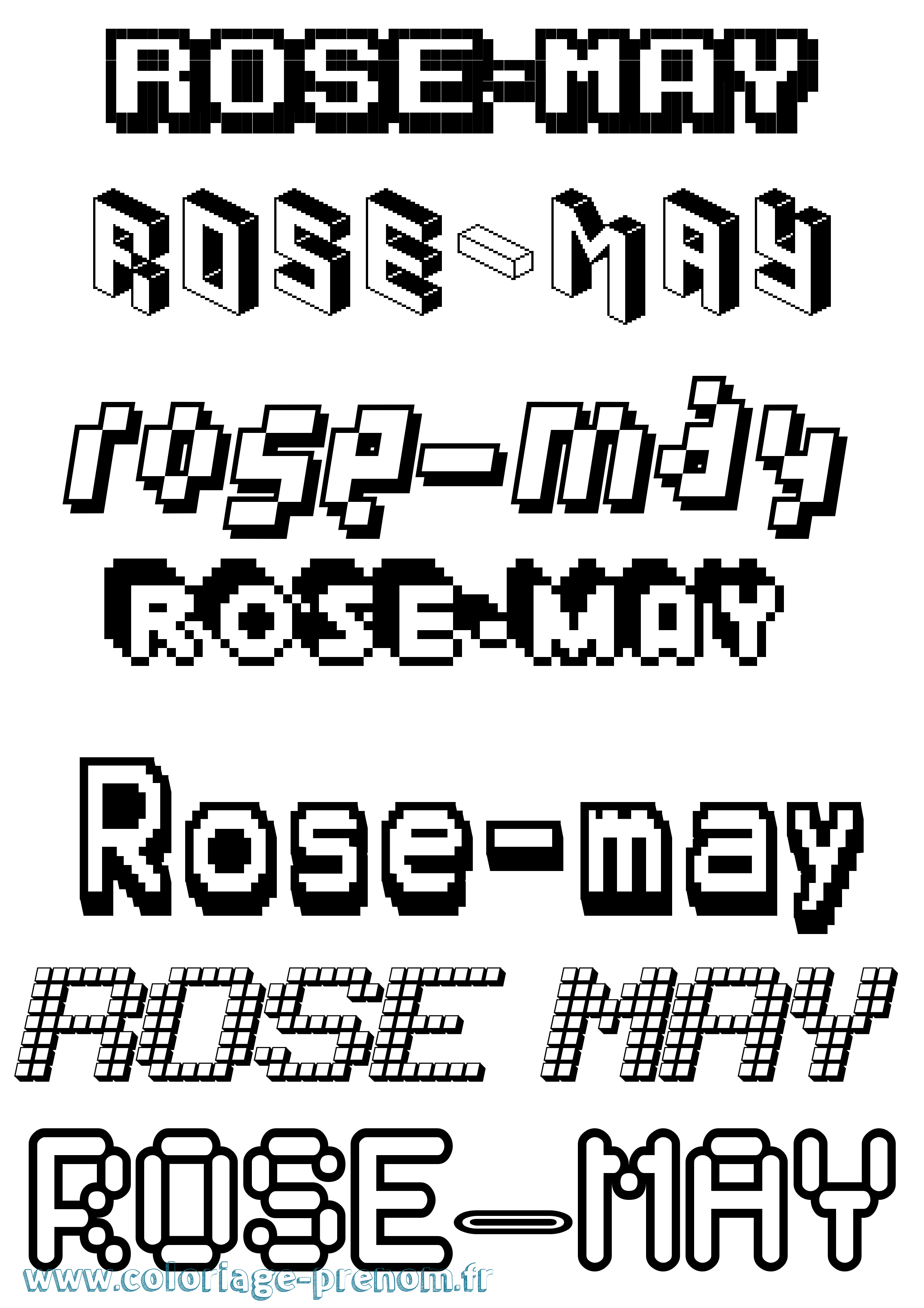 Coloriage Rose-May Pixel Coloriage prénom Rose-May Pixel