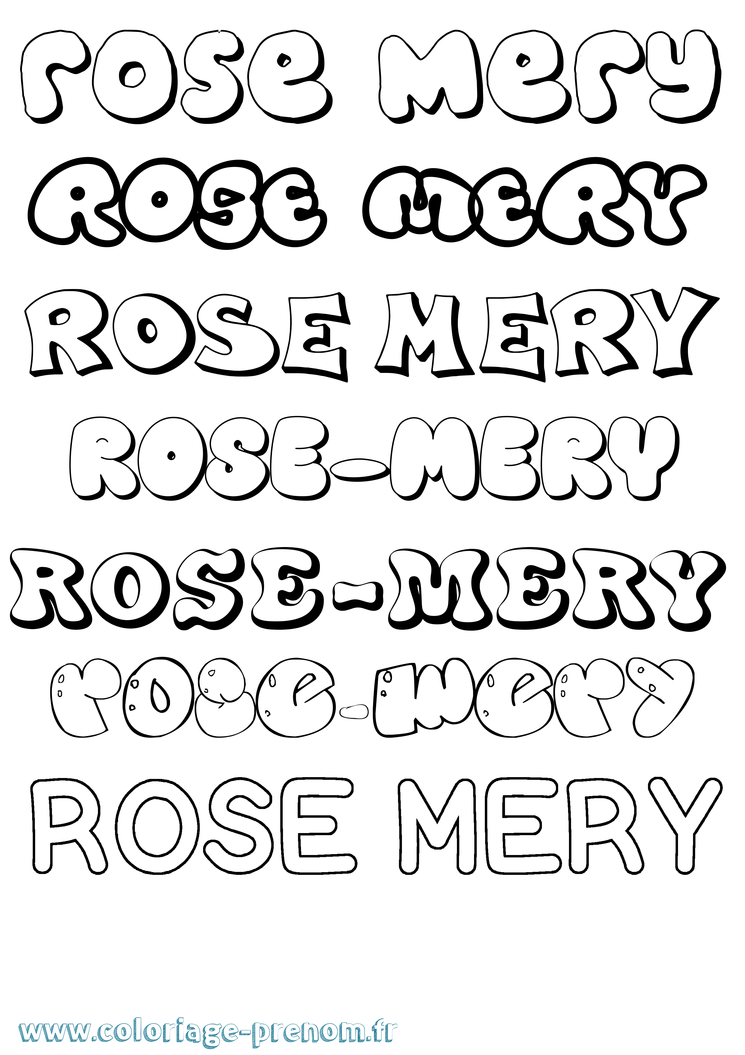 Coloriage Rose-Mery Bubble Coloriage prénom Rose-Mery Bubble