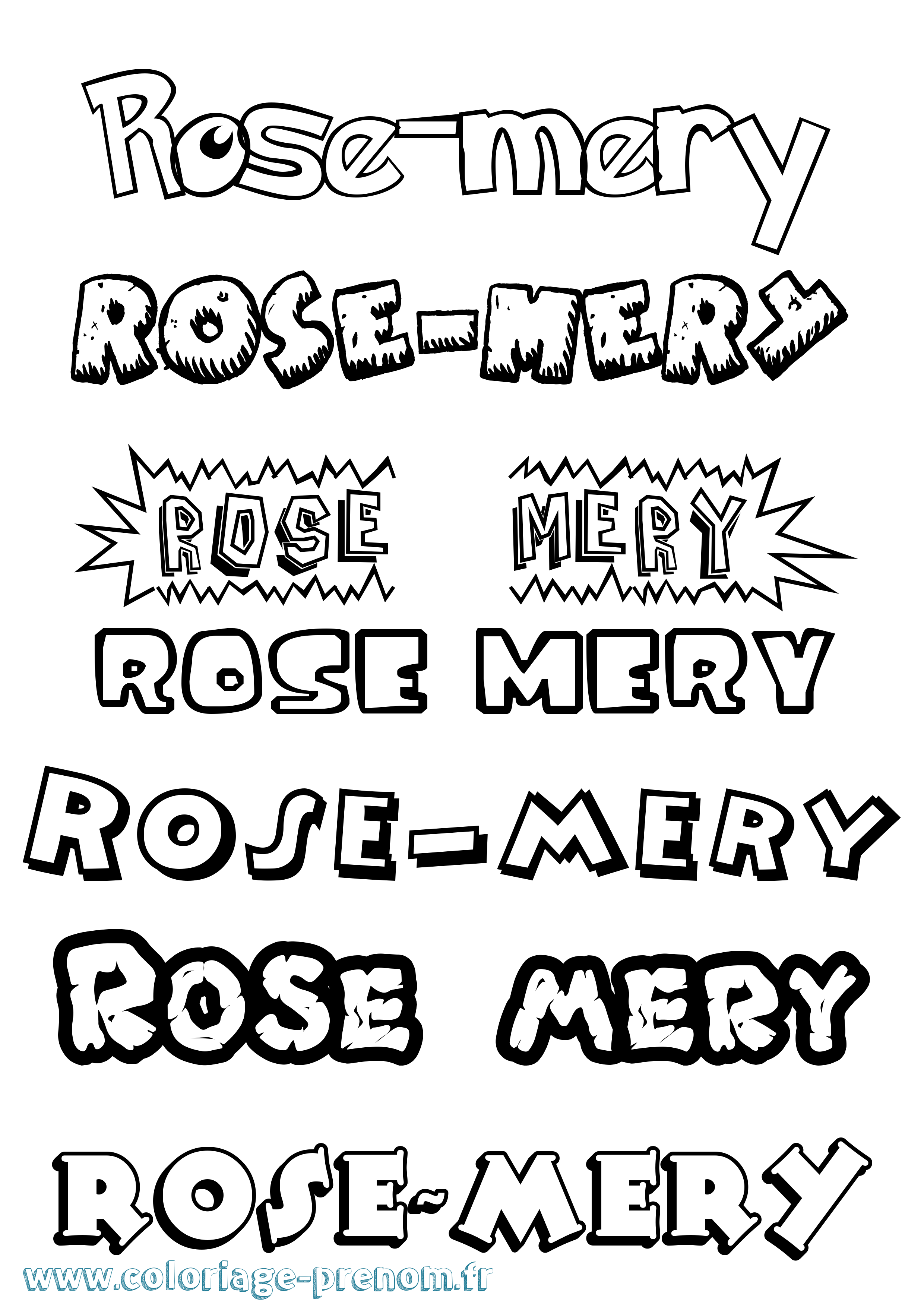 Coloriage Rose-Mery Dessin Animé Coloriage prénom Rose-Mery Dessin Animé