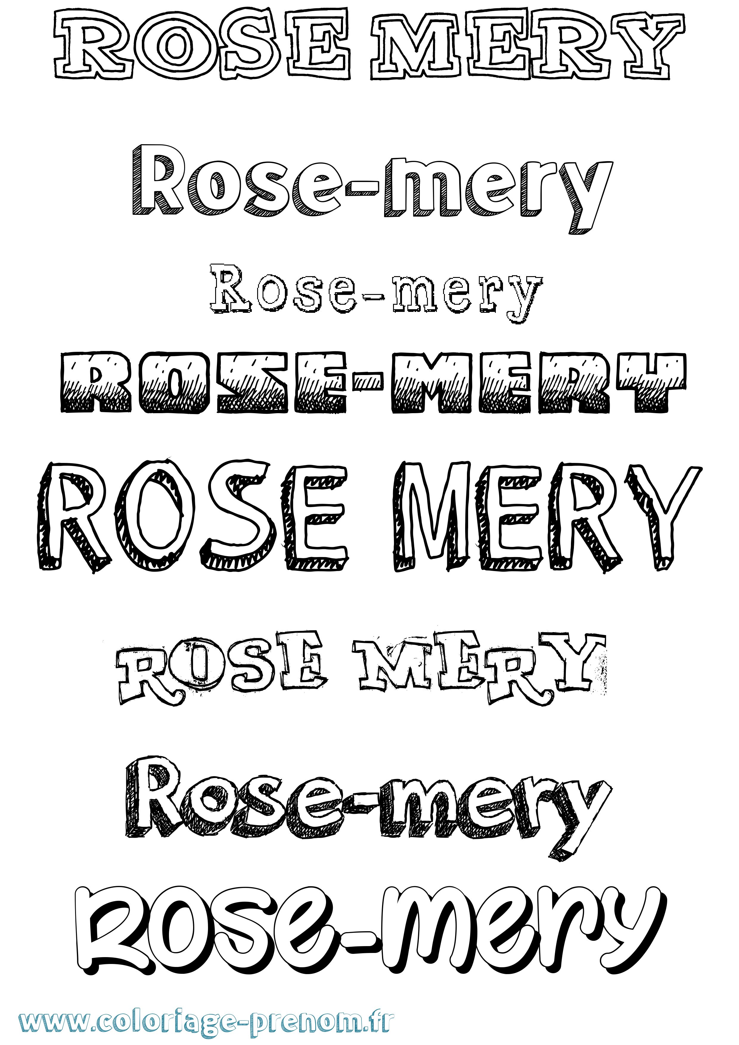 Coloriage Rose-Mery Dessiné Coloriage prénom Rose-Mery Dessiné