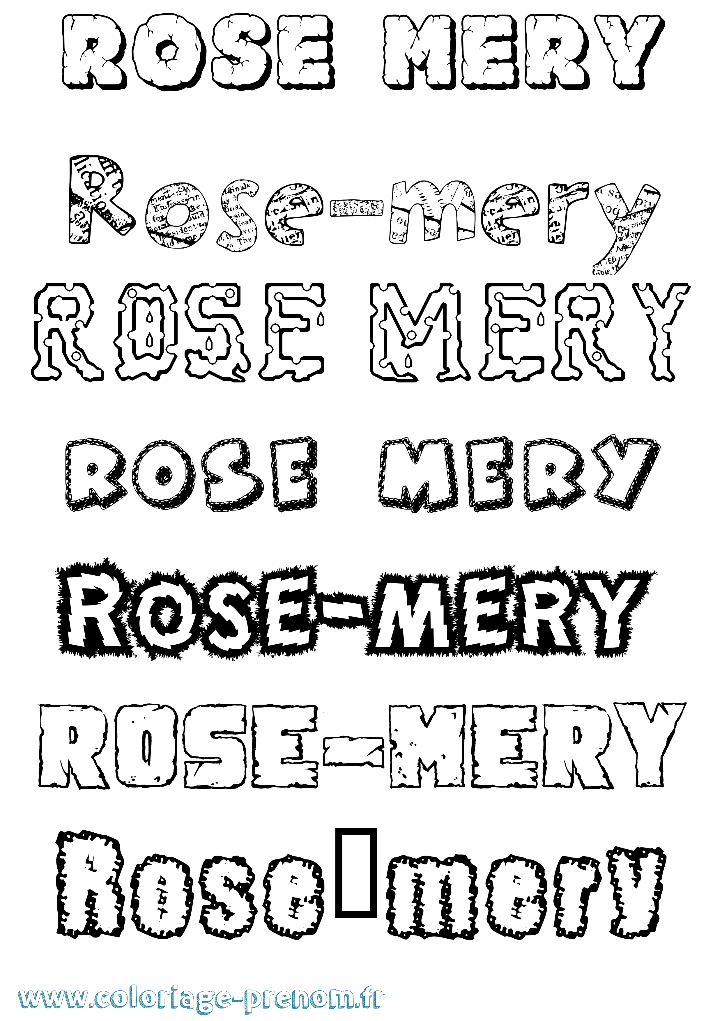 Coloriage Rose-Mery Destructuré Coloriage prénom Rose-Mery Destructuré