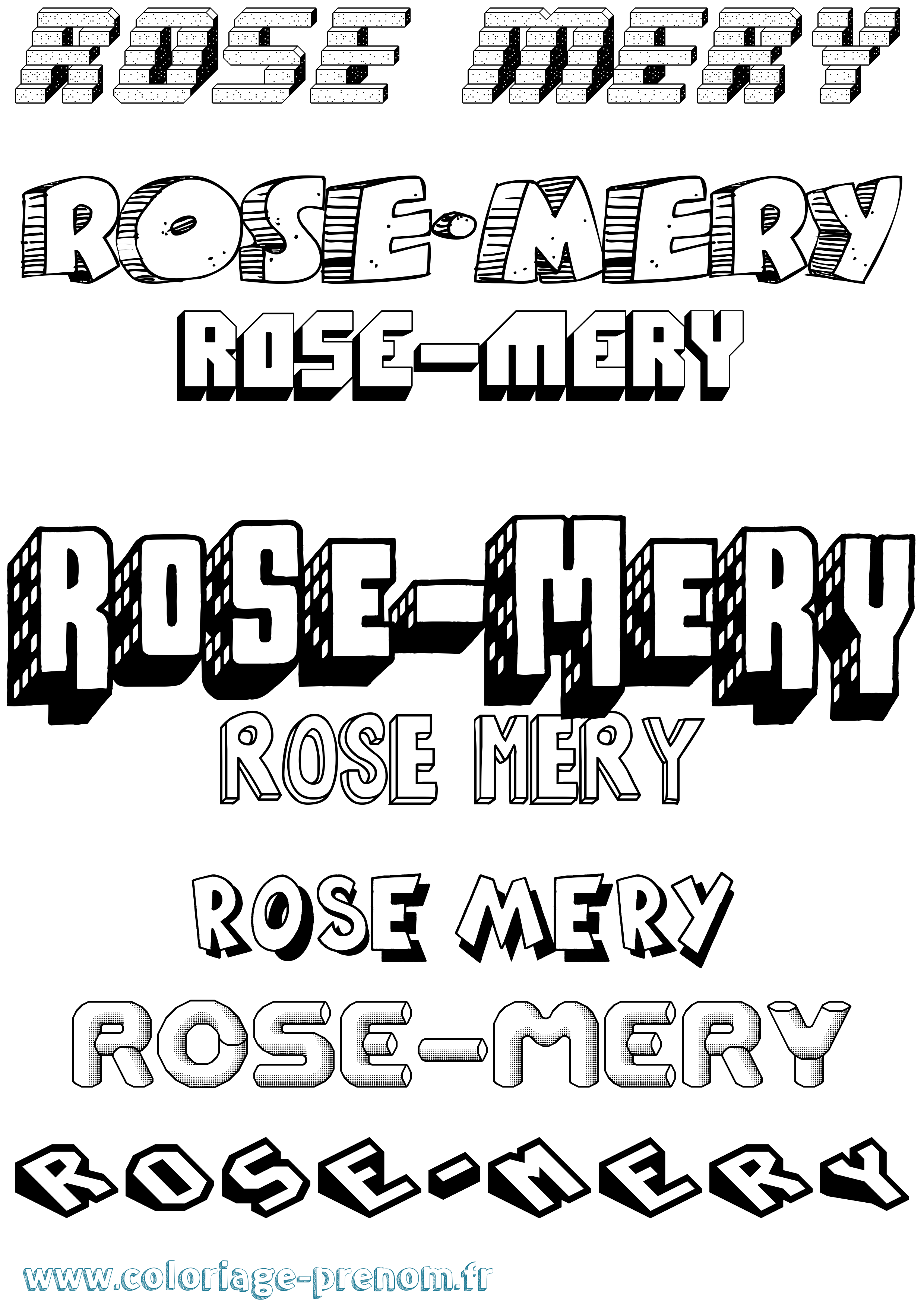 Coloriage Rose-Mery Effet 3D Coloriage prénom Rose-Mery Effet 3D