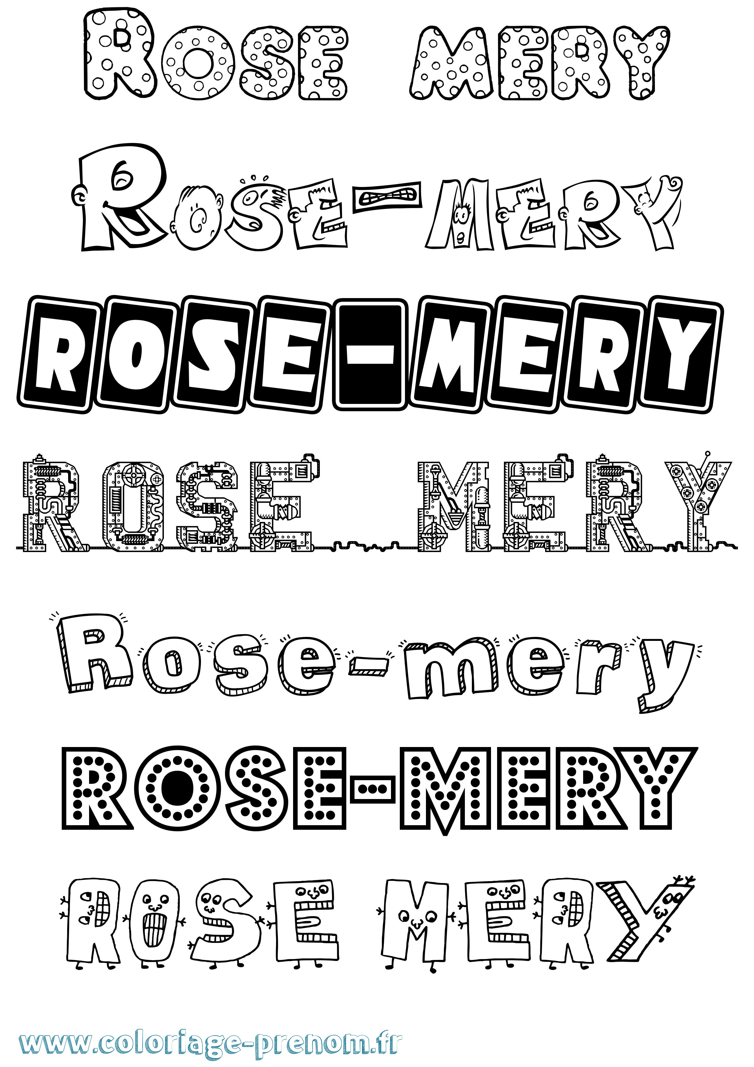 Coloriage Rose-Mery Fun Coloriage prénom Rose-Mery Fun