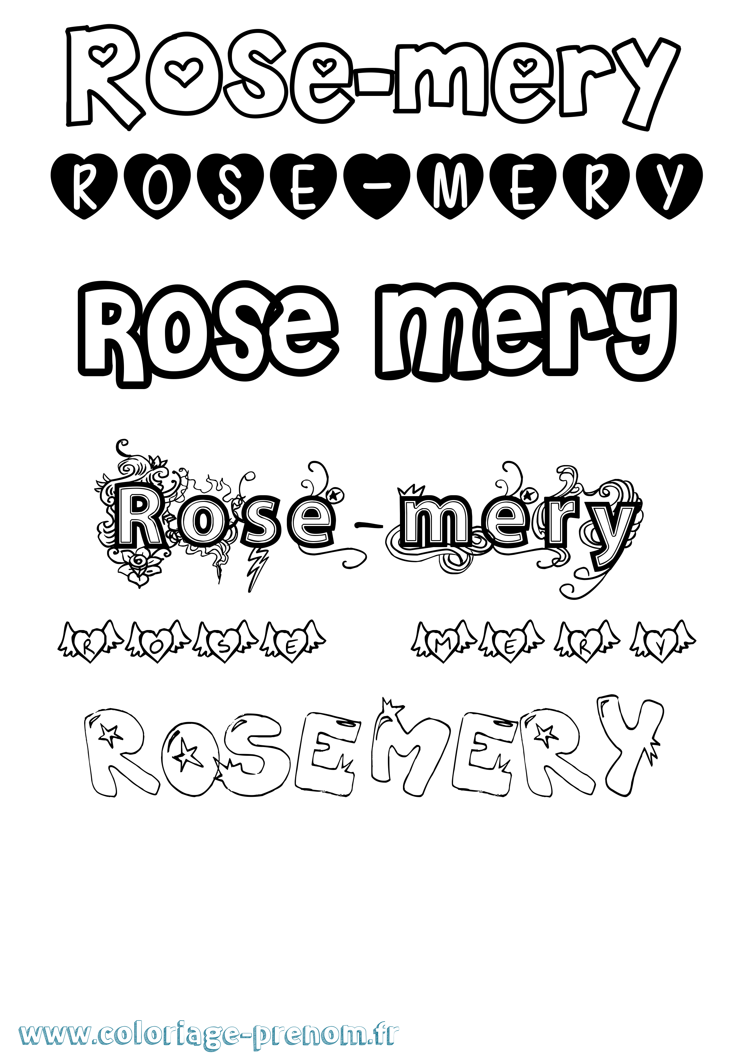 Coloriage Rose-Mery Girly Coloriage prénom Rose-Mery Girly
