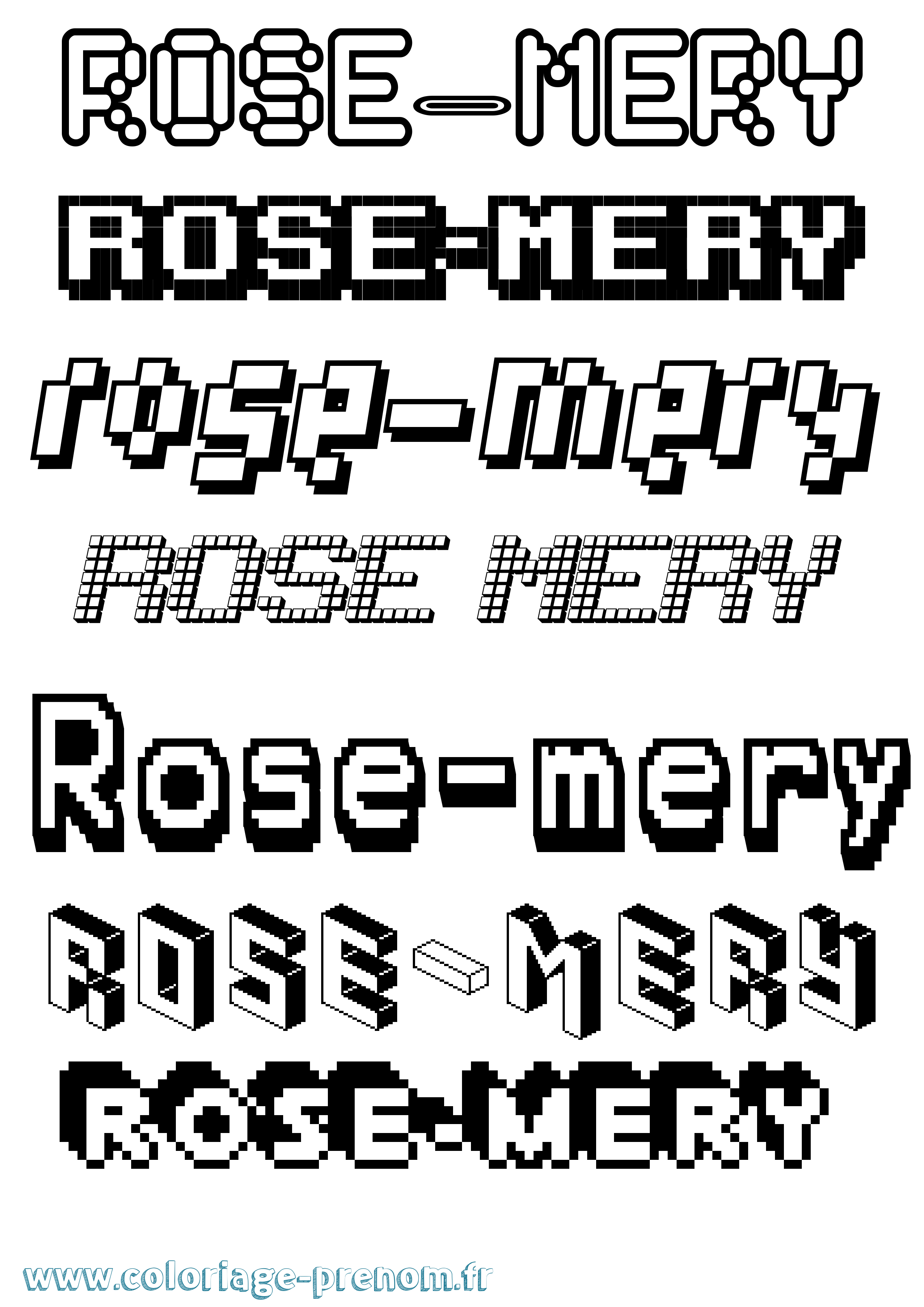 Coloriage Rose-Mery Pixel Coloriage prénom Rose-Mery Pixel
