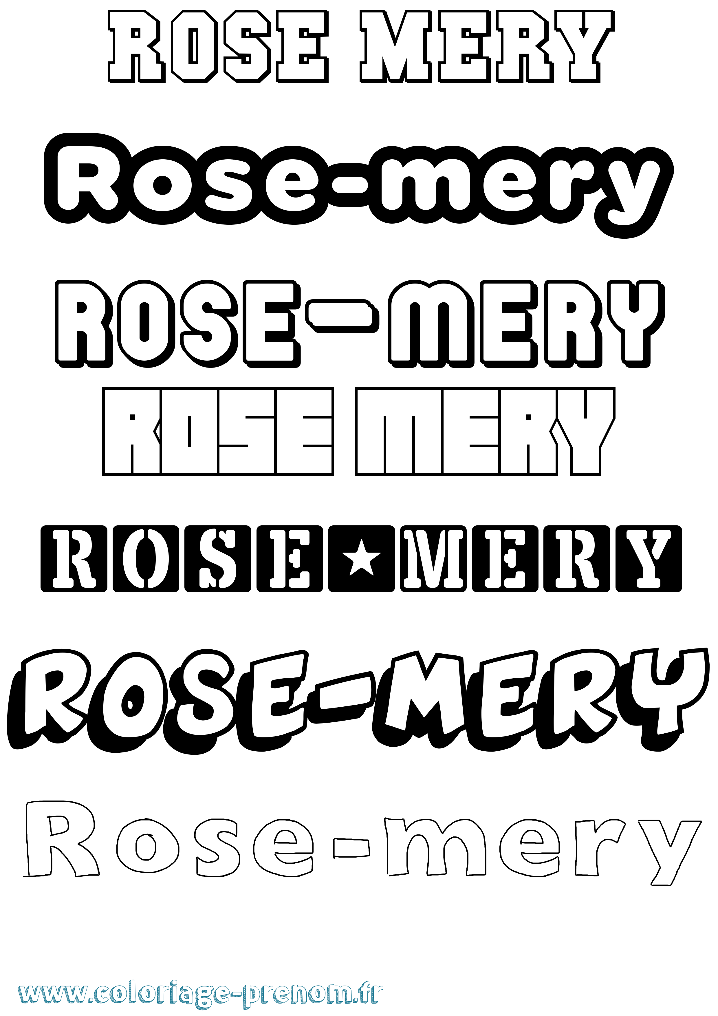Coloriage Rose-Mery Simple Coloriage prénom Rose-Mery Simple