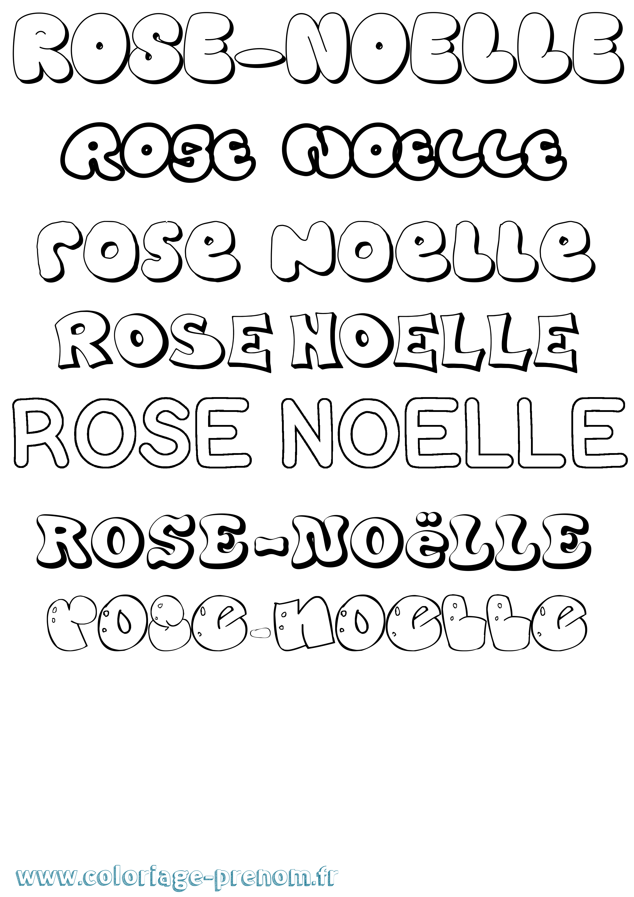 Coloriage Rose-Noëlle Bubble Coloriage prénom Rose-Noëlle Bubble