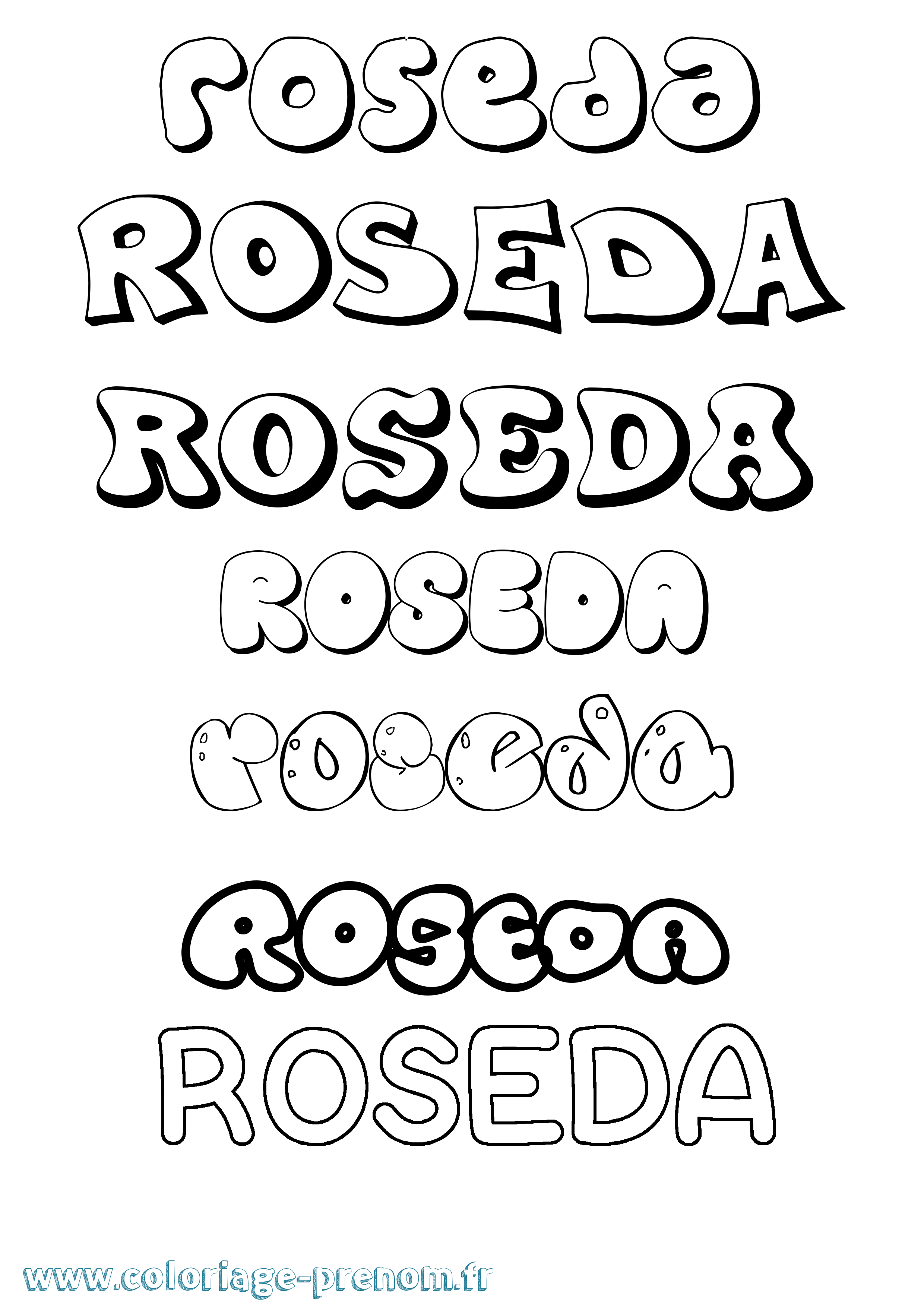 Coloriage Roseda Bubble Coloriage prénom Roseda Bubble
