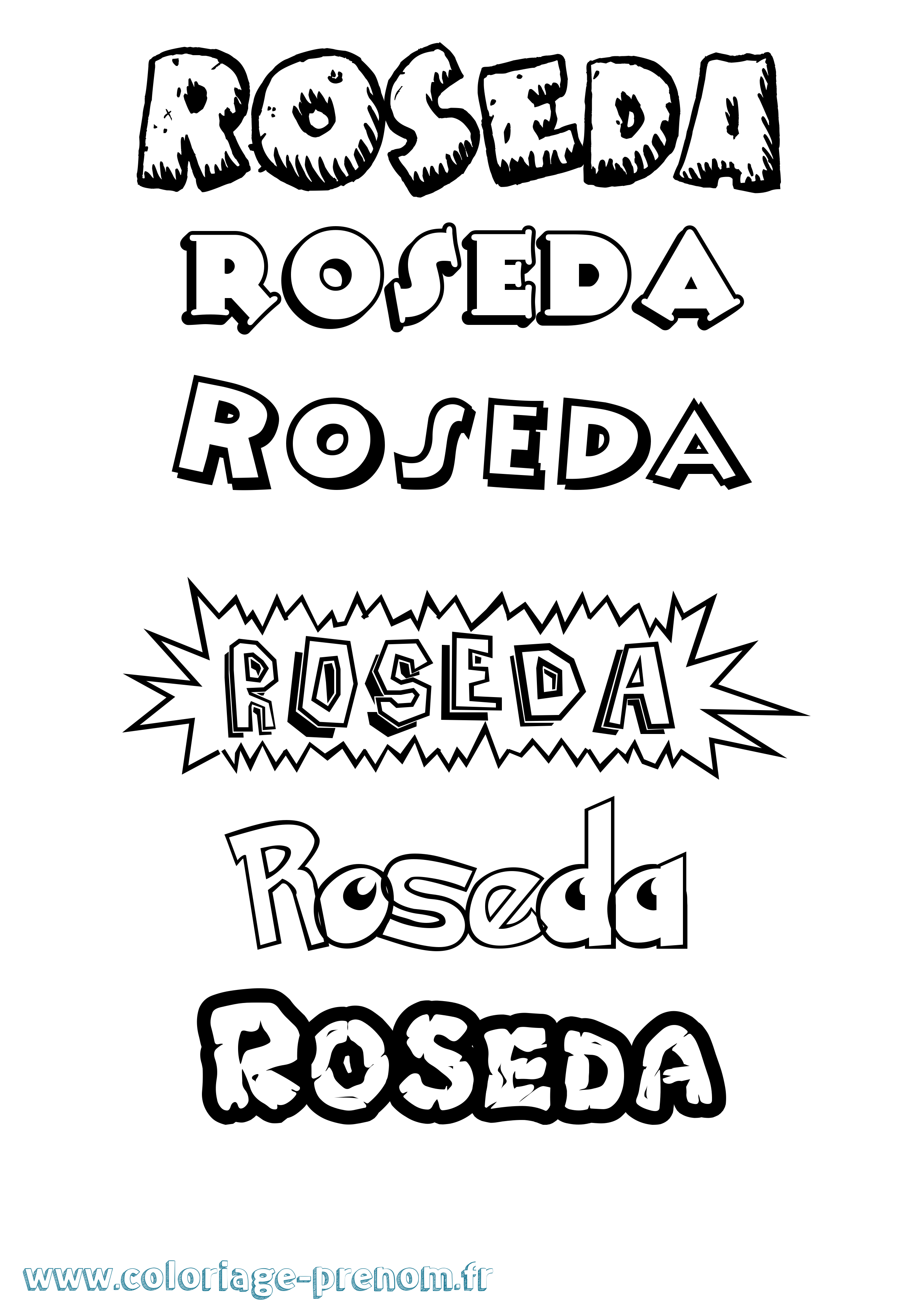 Coloriage Roseda Dessin Animé Coloriage prénom Roseda Dessin Animé