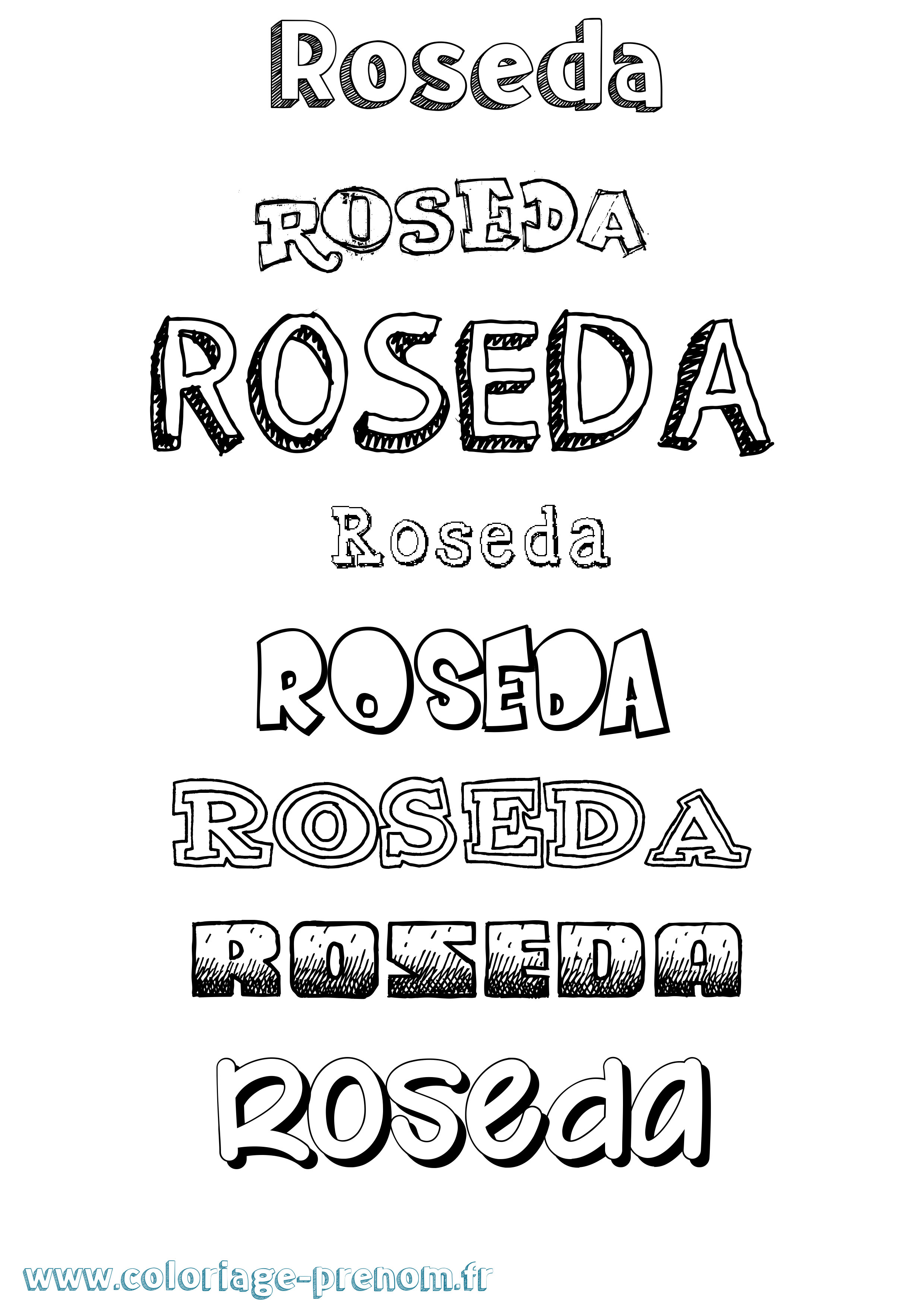 Coloriage Roseda Dessiné Coloriage prénom Roseda Dessiné
