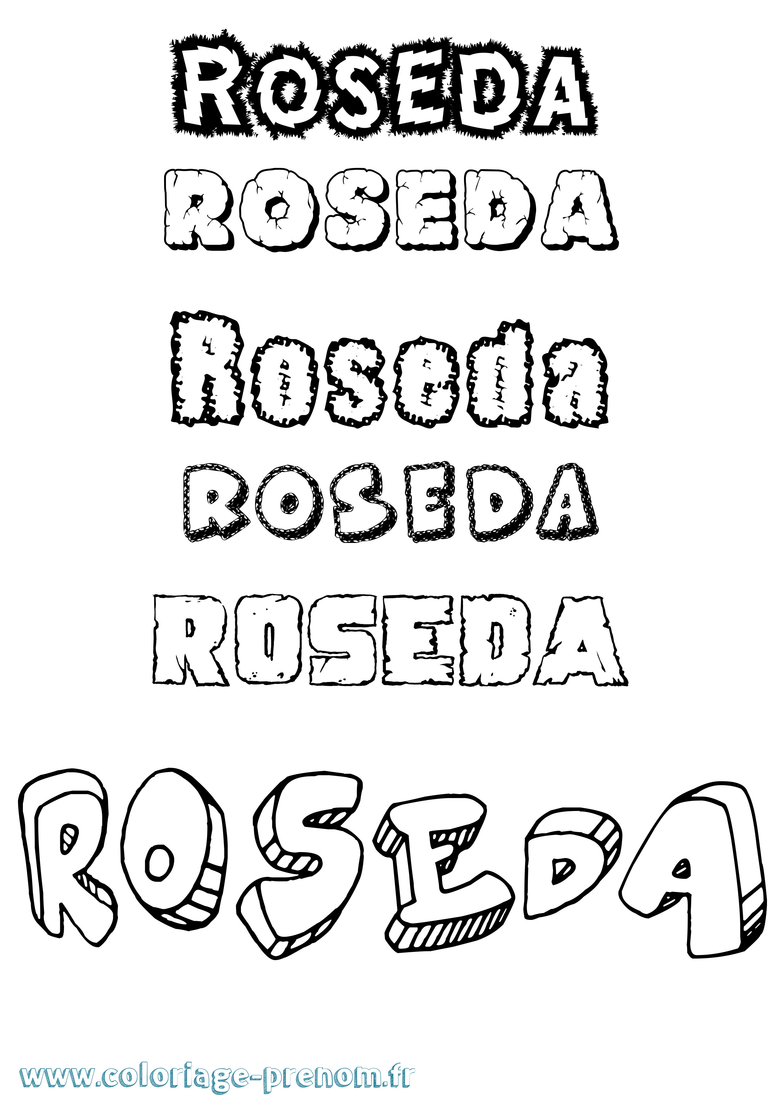 Coloriage Roseda Destructuré Coloriage prénom Roseda Destructuré