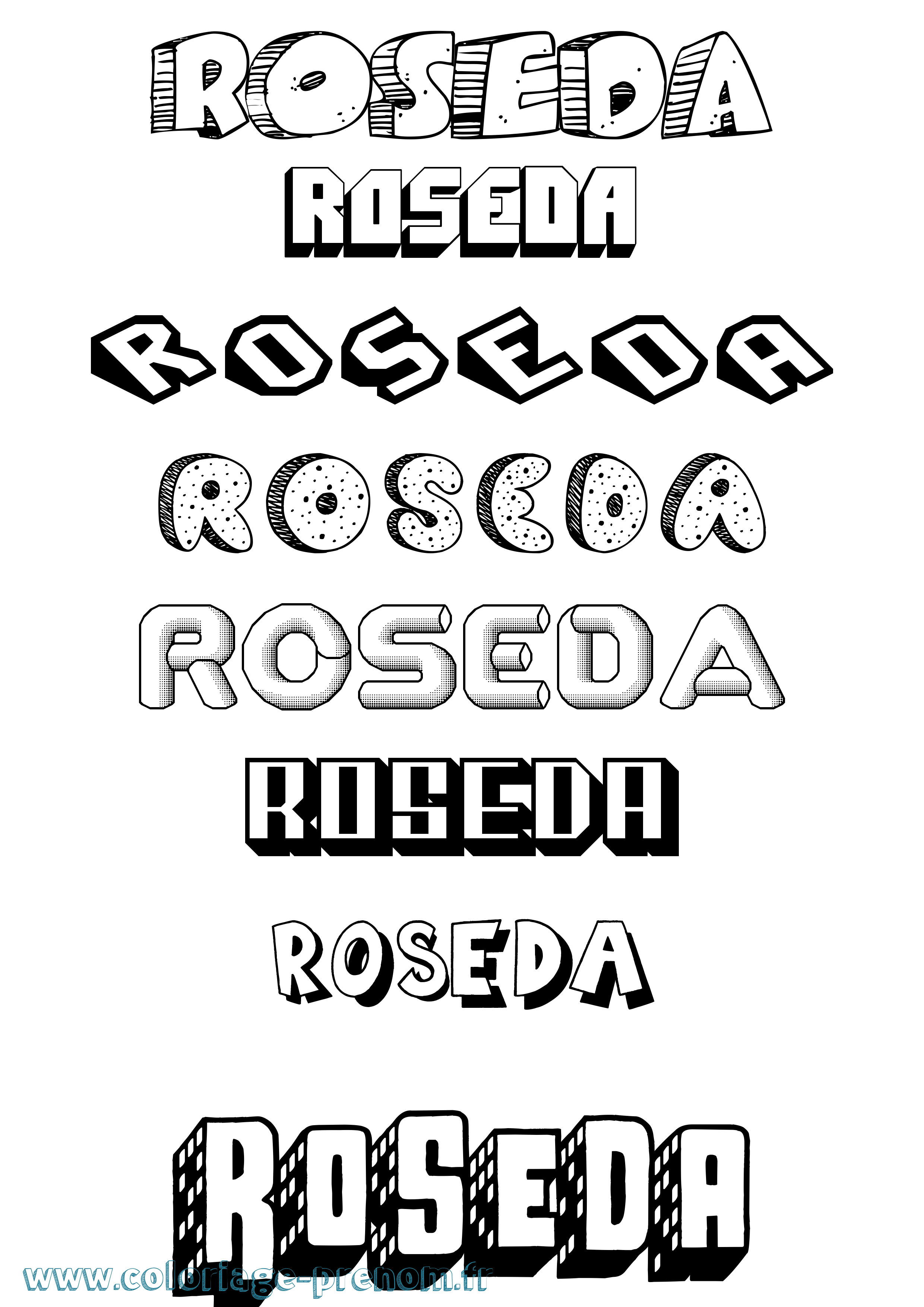 Coloriage Roseda Effet 3D Coloriage prénom Roseda Effet 3D