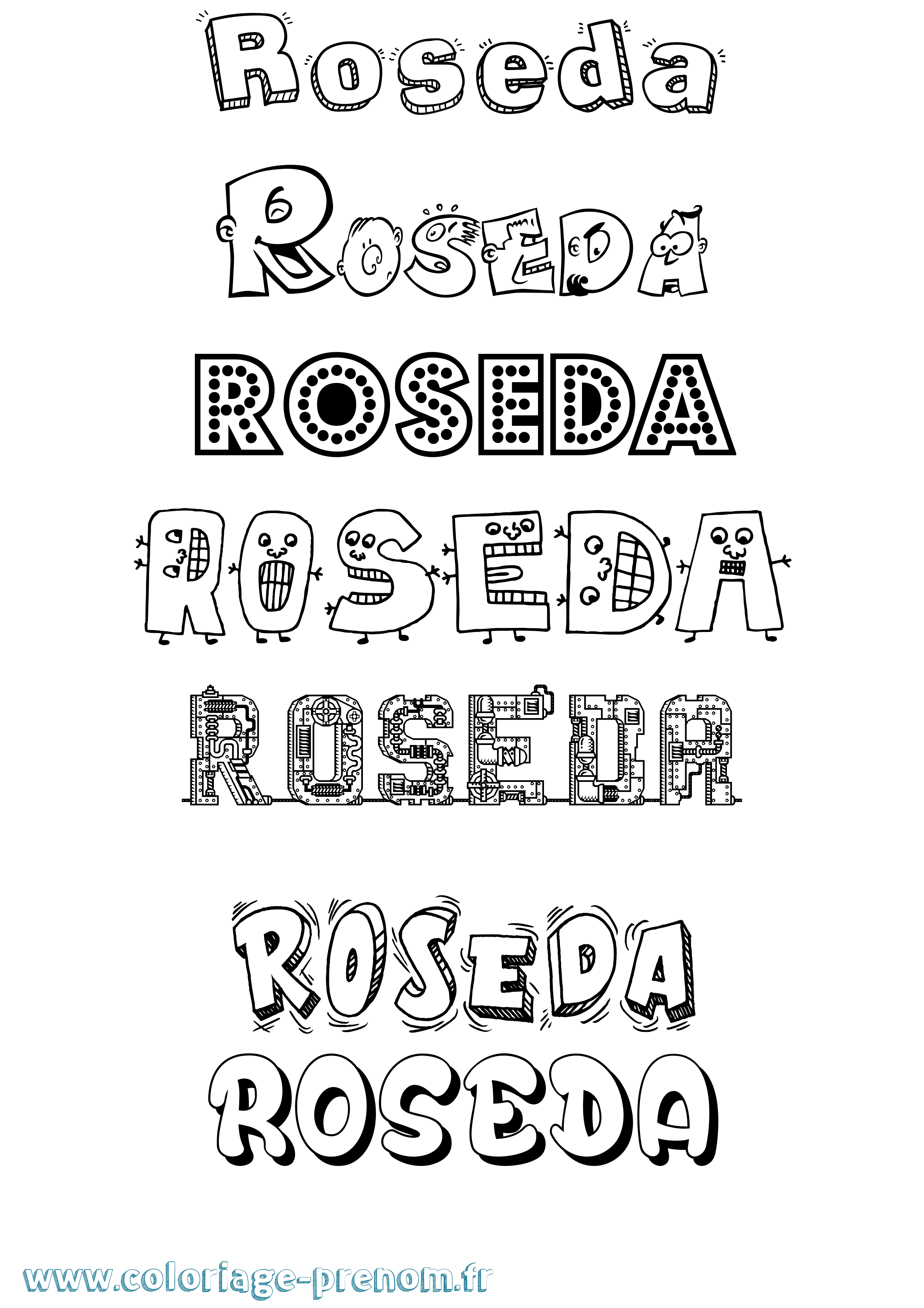 Coloriage Roseda Fun Coloriage prénom Roseda Fun