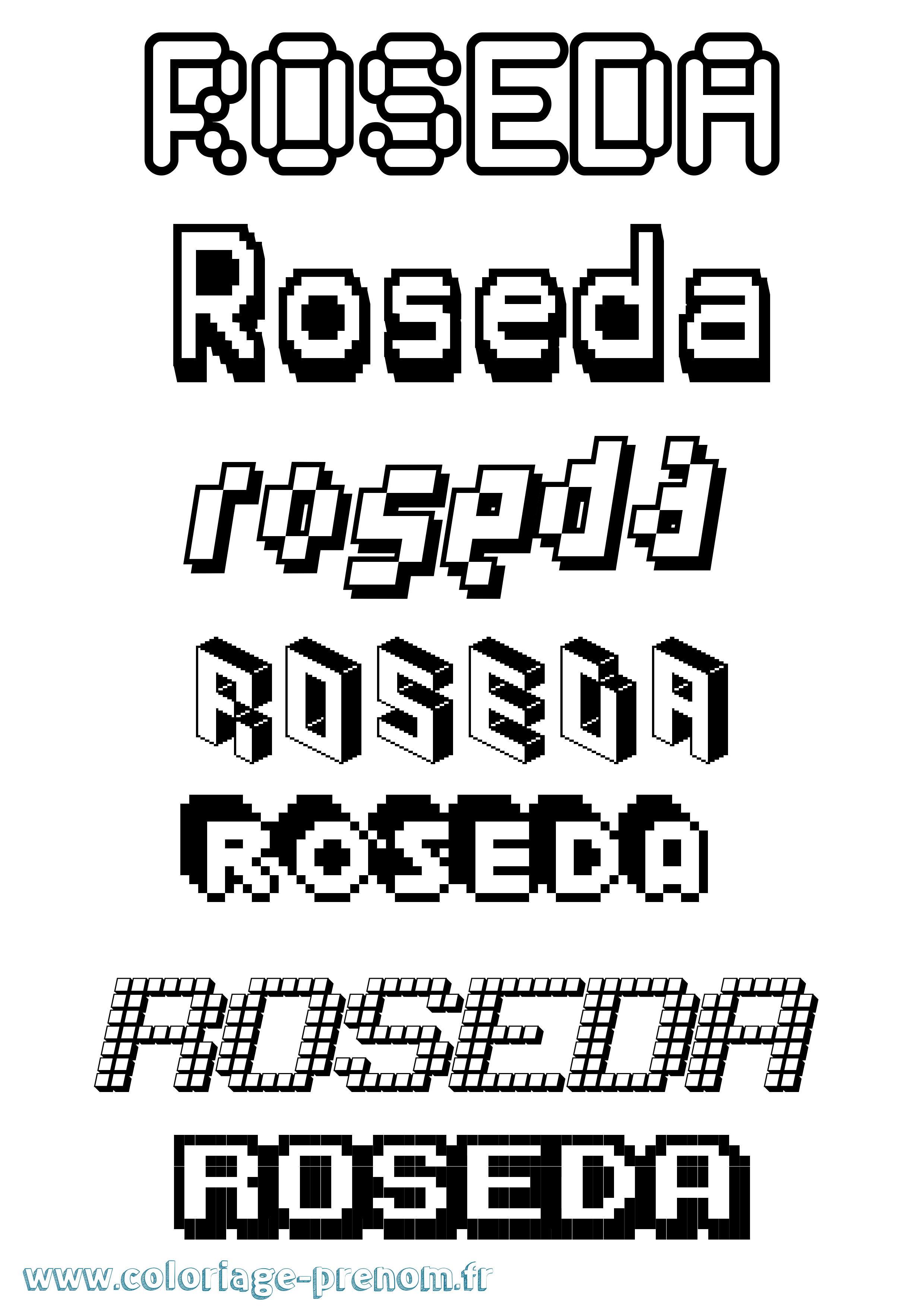 Coloriage Roseda Pixel Coloriage prénom Roseda Pixel