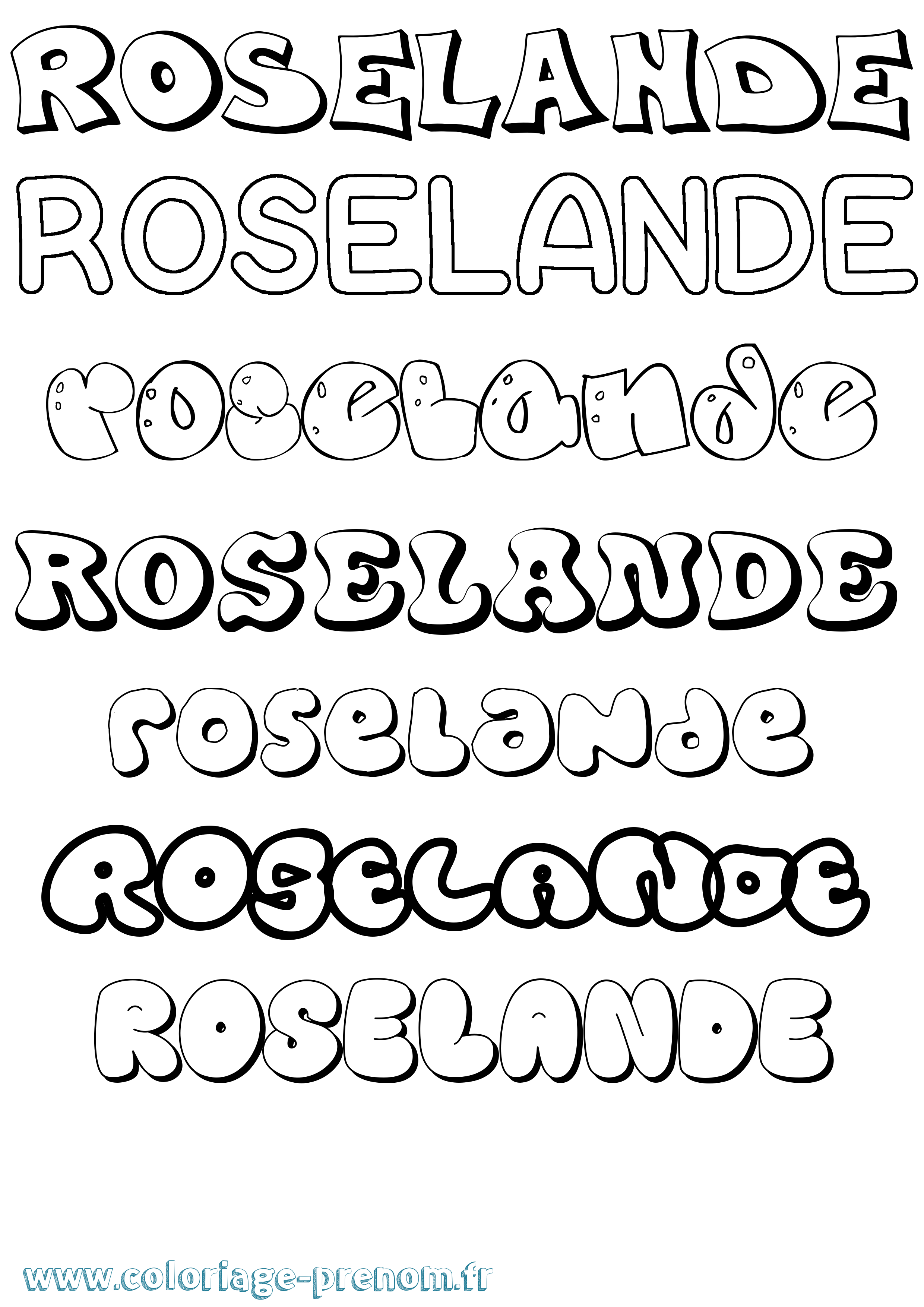 Coloriage Roselande Bubble Coloriage prénom Roselande Bubble