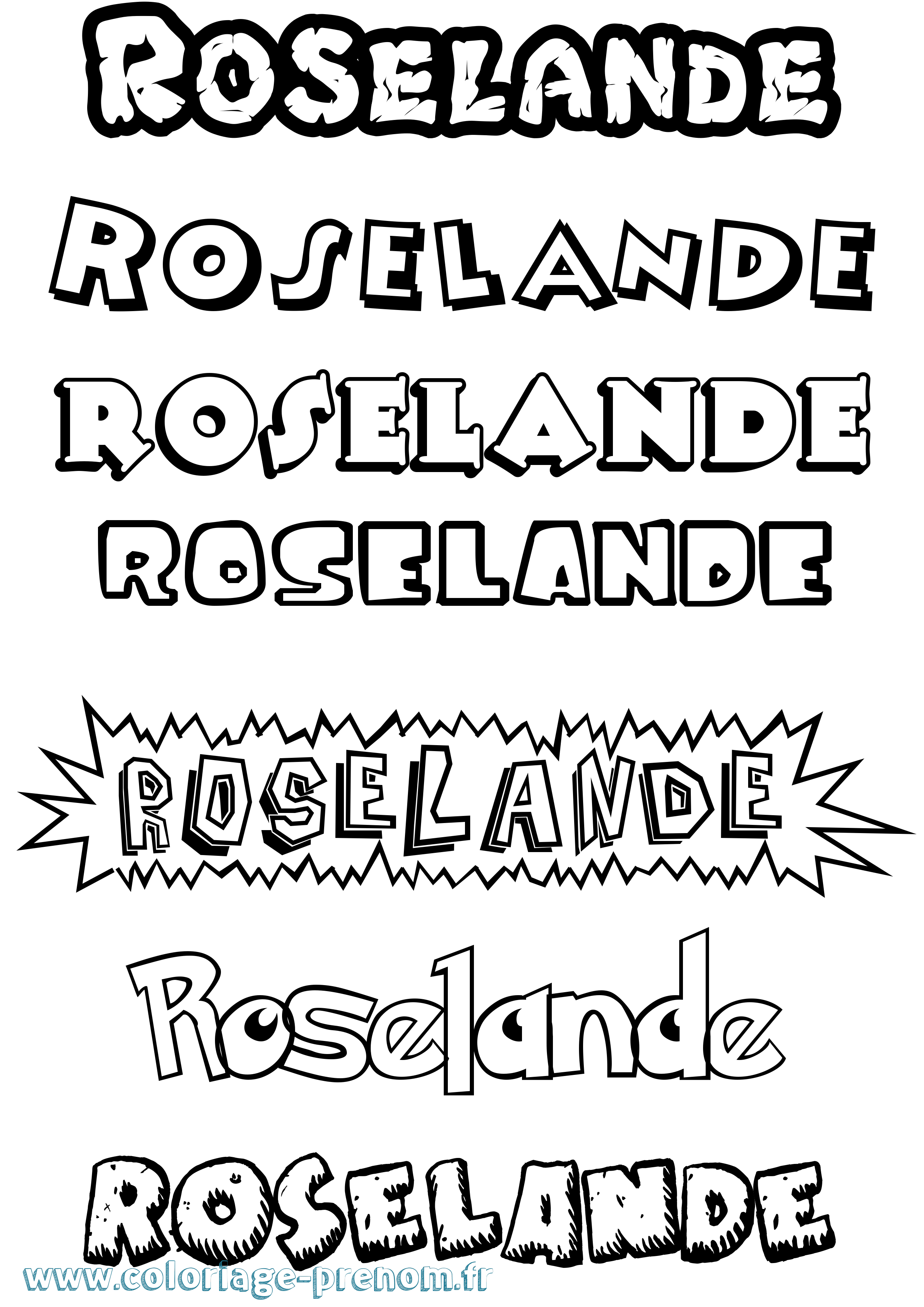 Coloriage Roselande Dessin Animé Coloriage prénom Roselande Dessin Animé