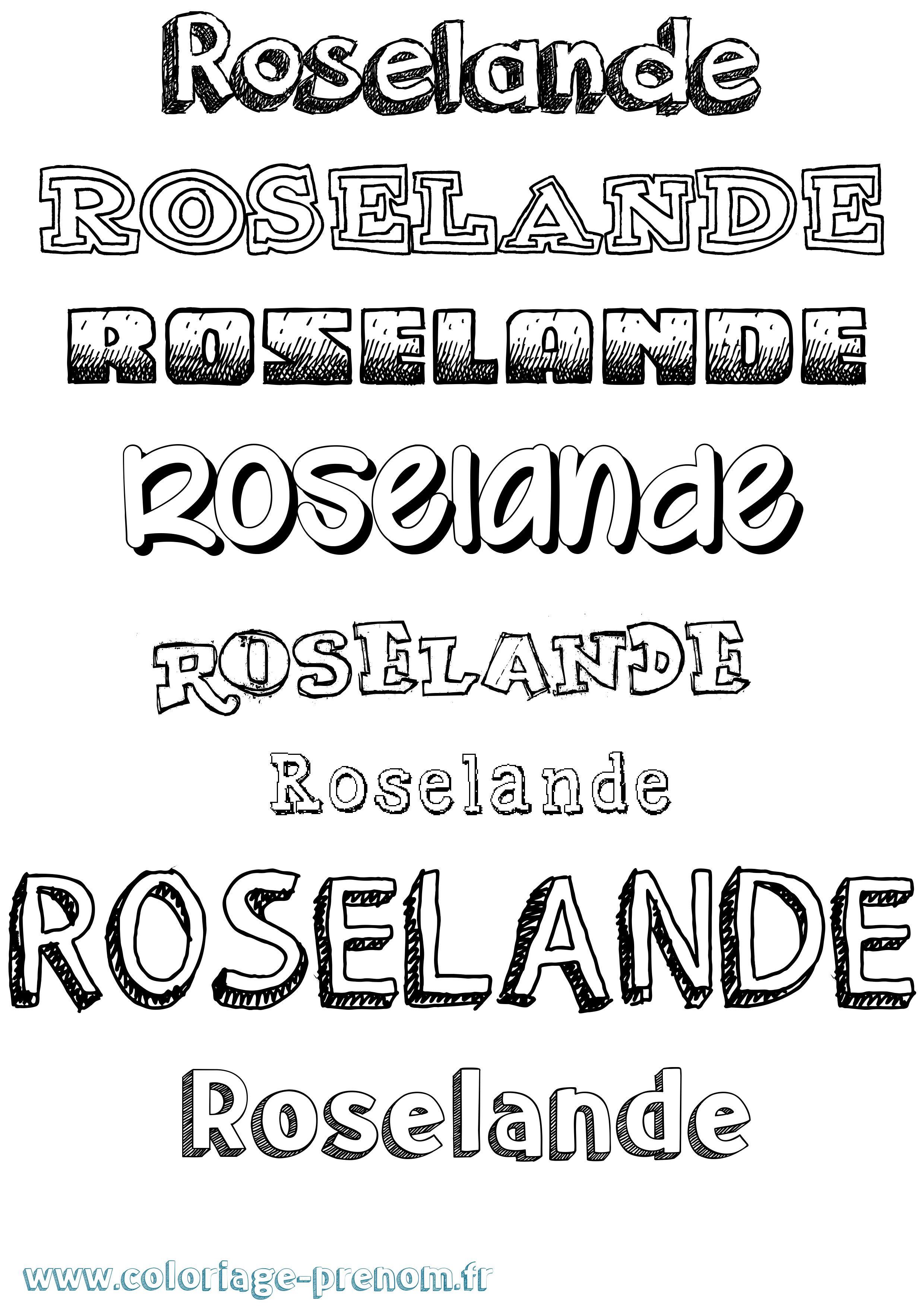Coloriage Roselande Dessiné Coloriage prénom Roselande Dessiné