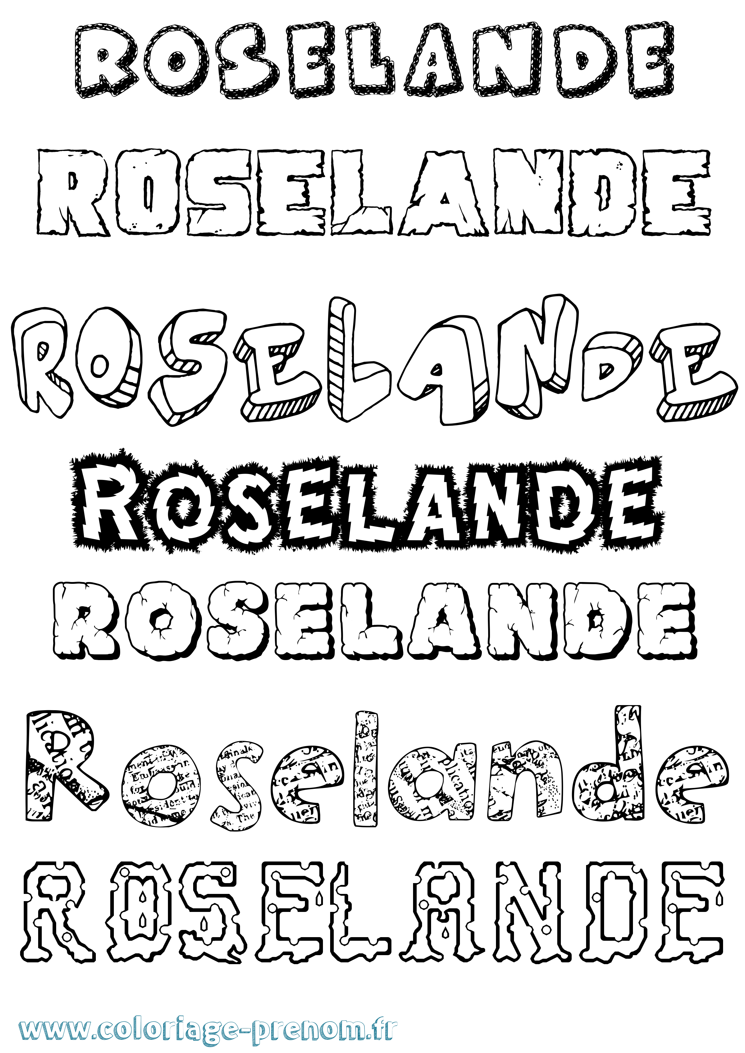 Coloriage Roselande Destructuré Coloriage prénom Roselande Destructuré