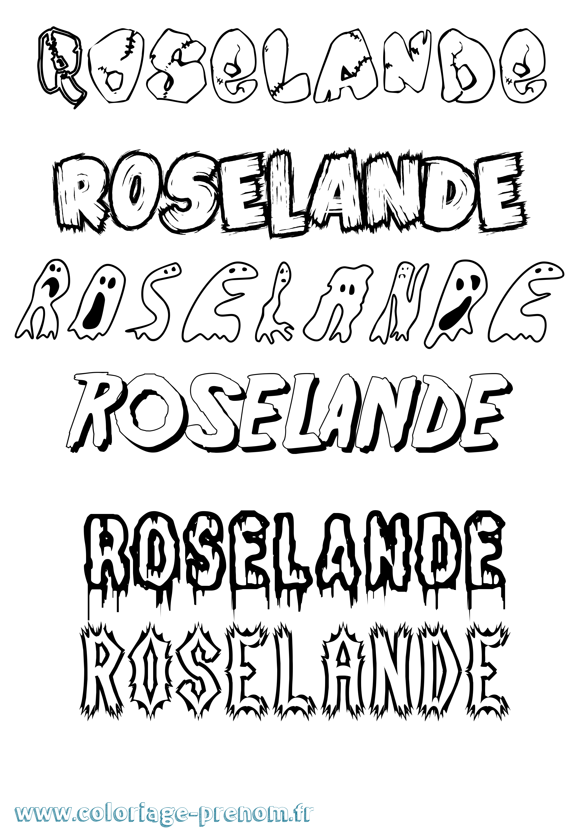 Coloriage Roselande Frisson Coloriage prénom Roselande Frisson