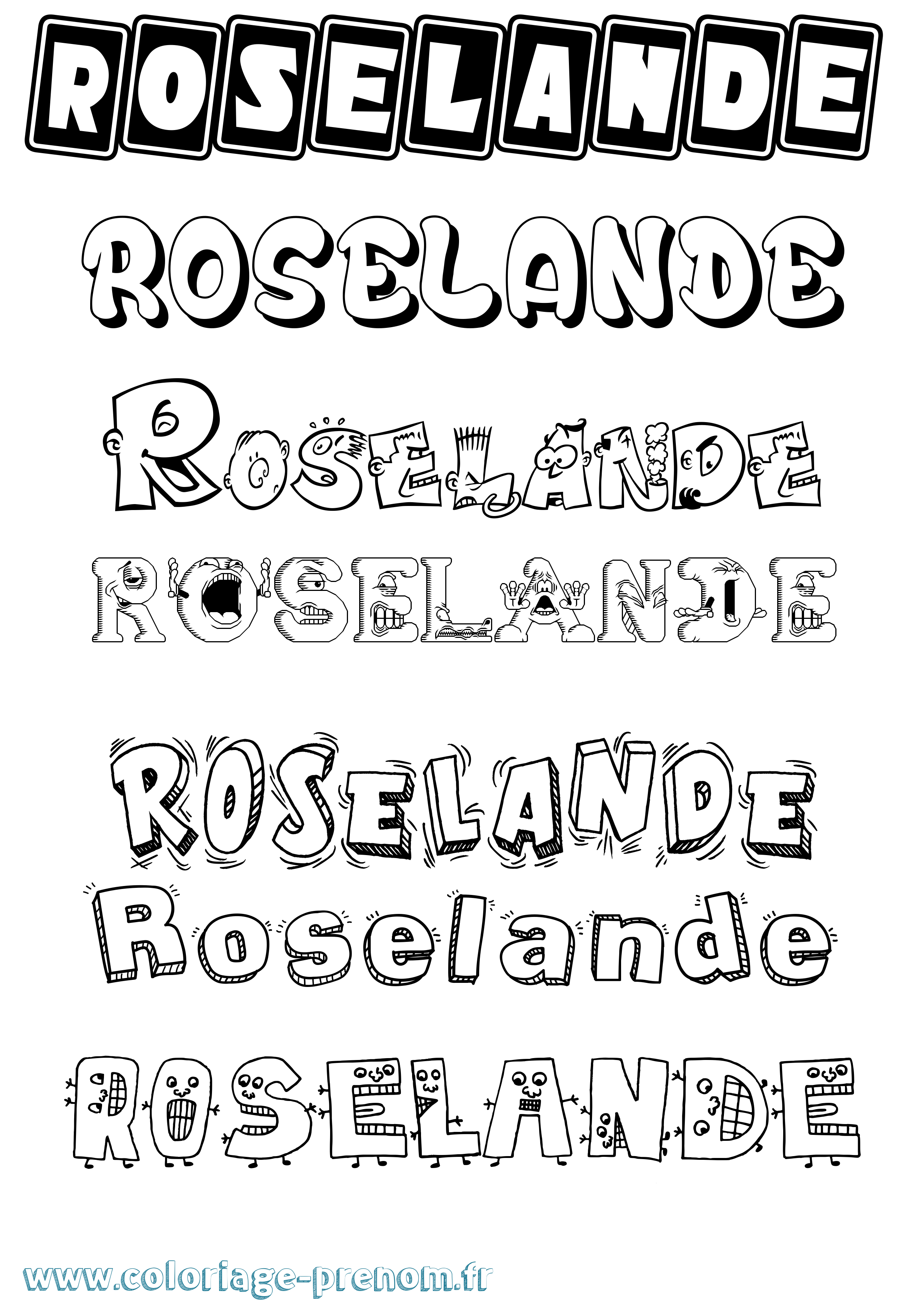 Coloriage Roselande Fun Coloriage prénom Roselande Fun