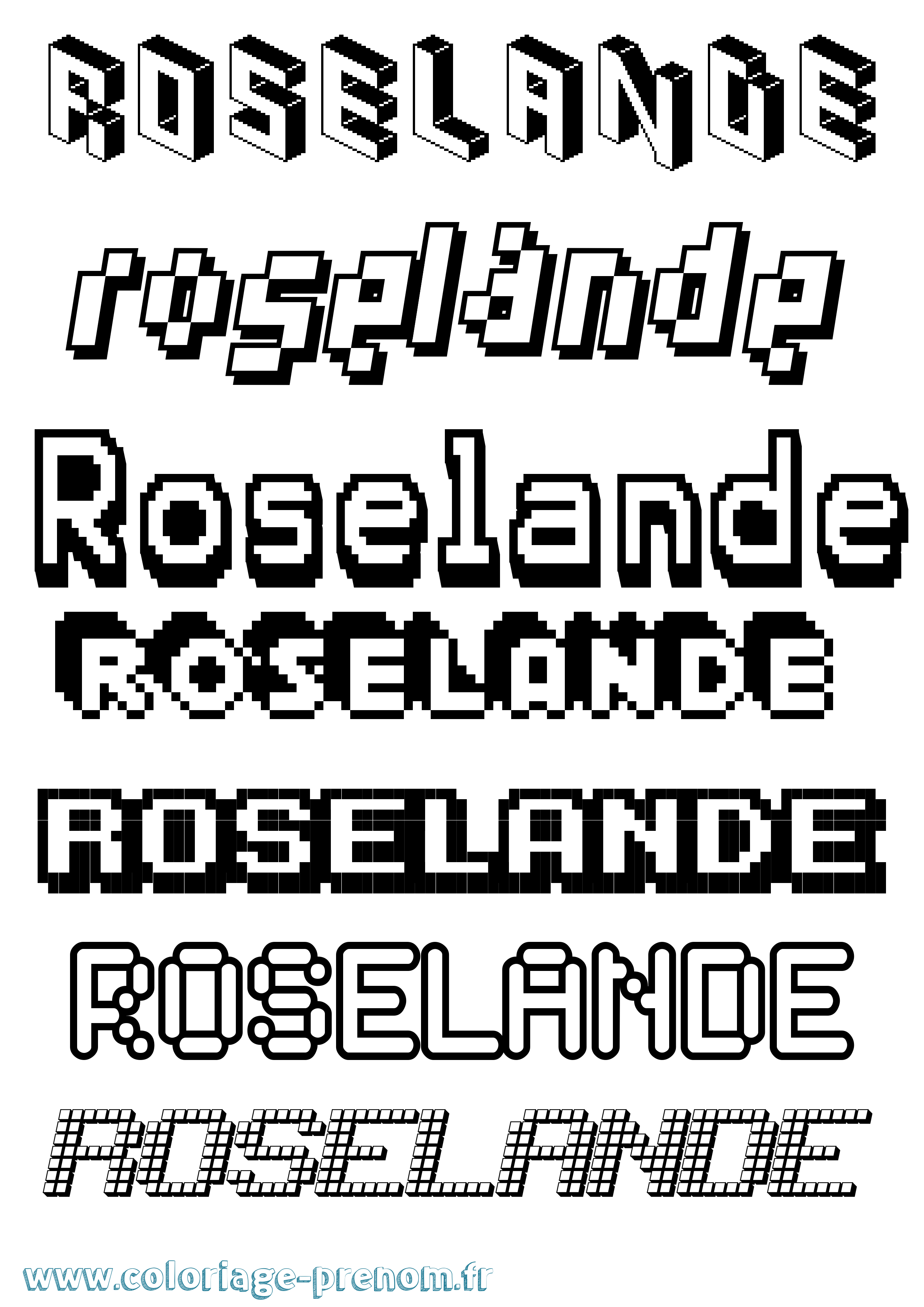 Coloriage Roselande Pixel Coloriage prénom Roselande Pixel