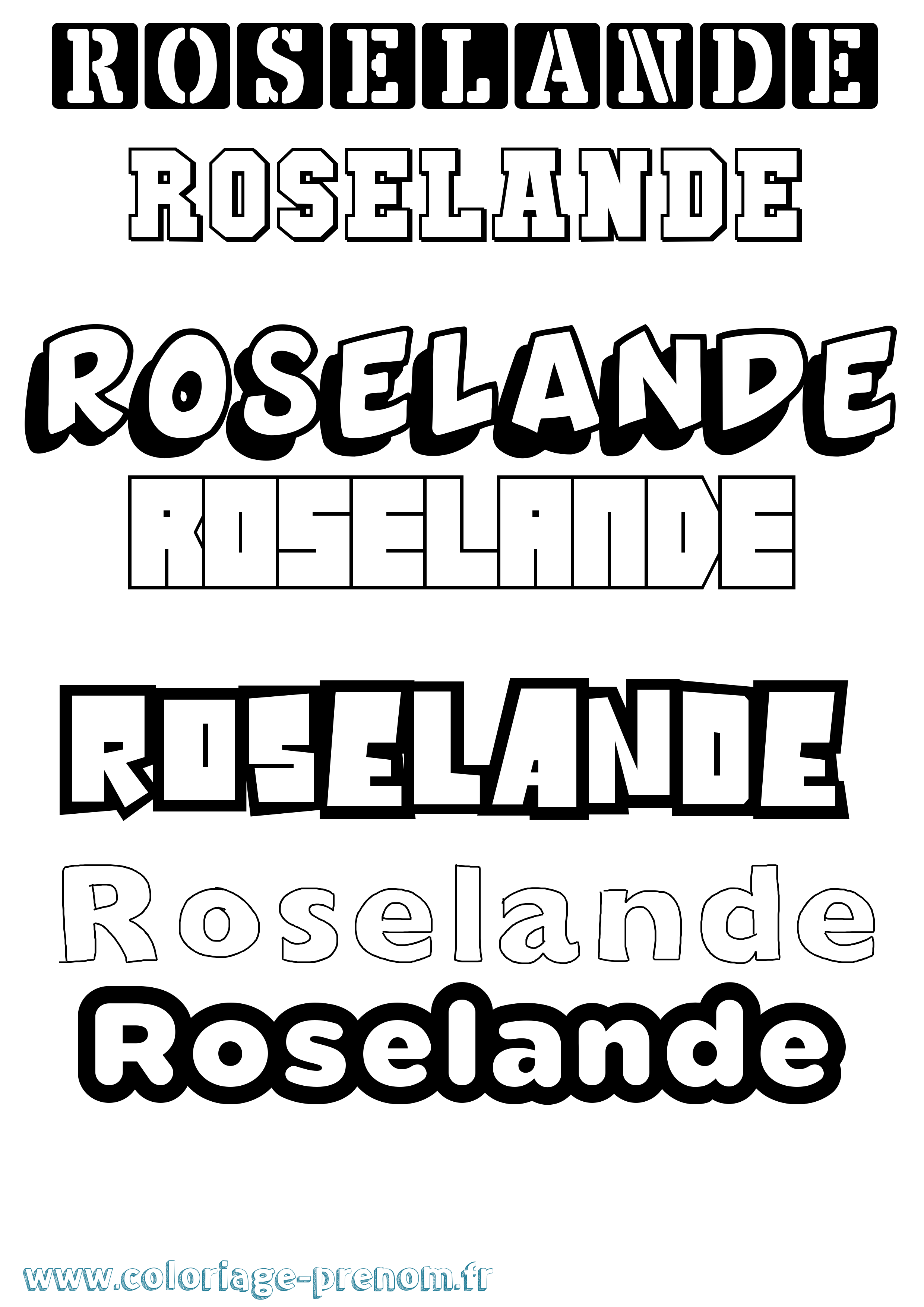 Coloriage Roselande Simple Coloriage prénom Roselande Simple