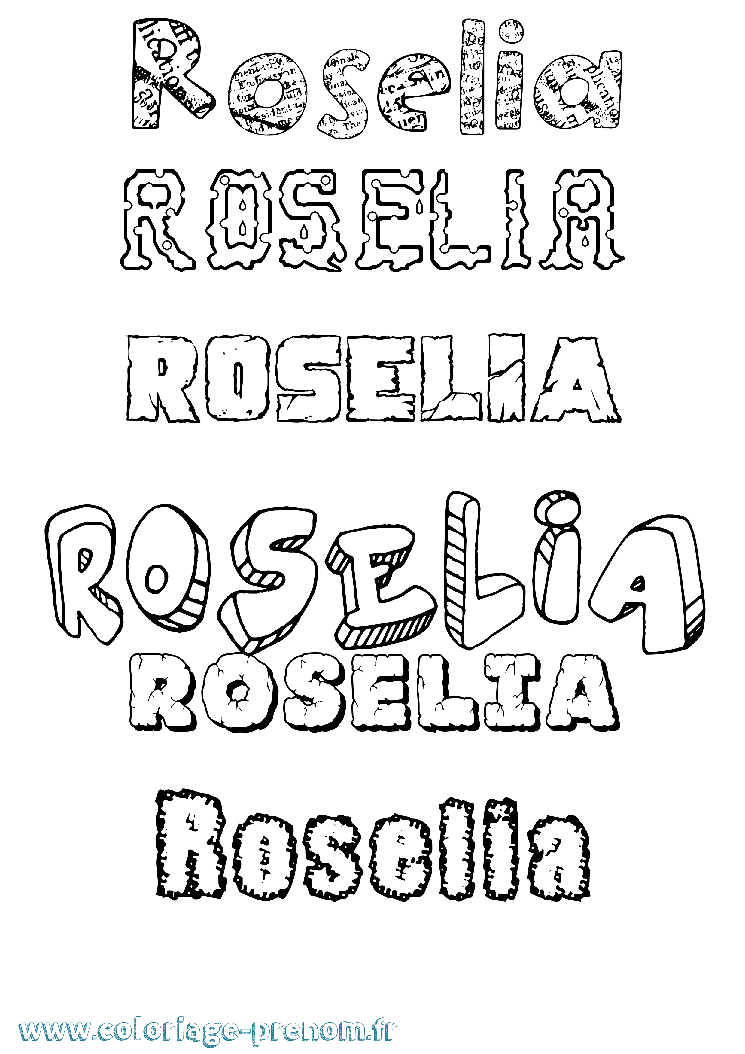 Coloriage Roselia Destructuré Coloriage prénom Roselia Destructuré
