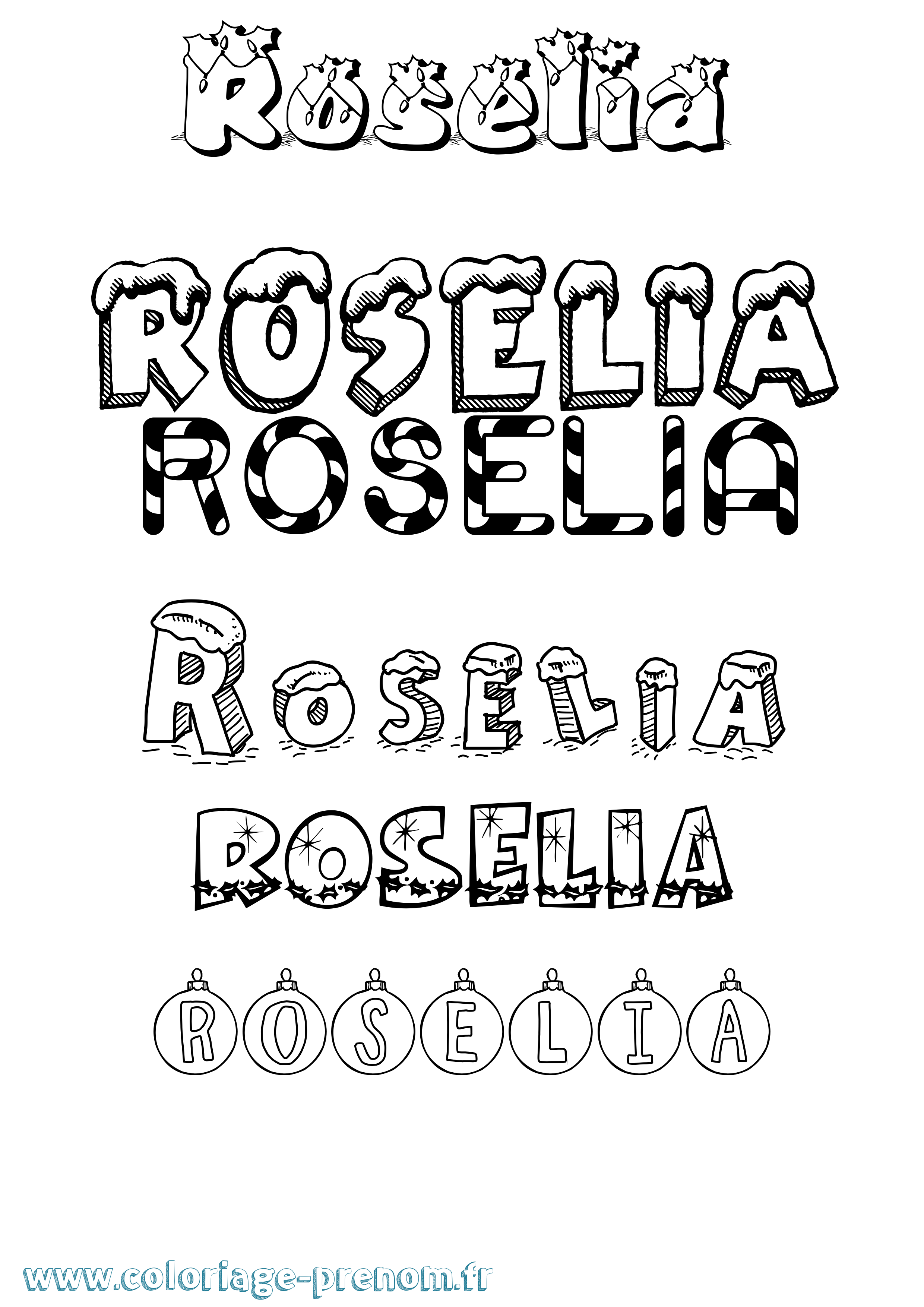 Coloriage Roselia Noël Coloriage prénom Roselia Noël