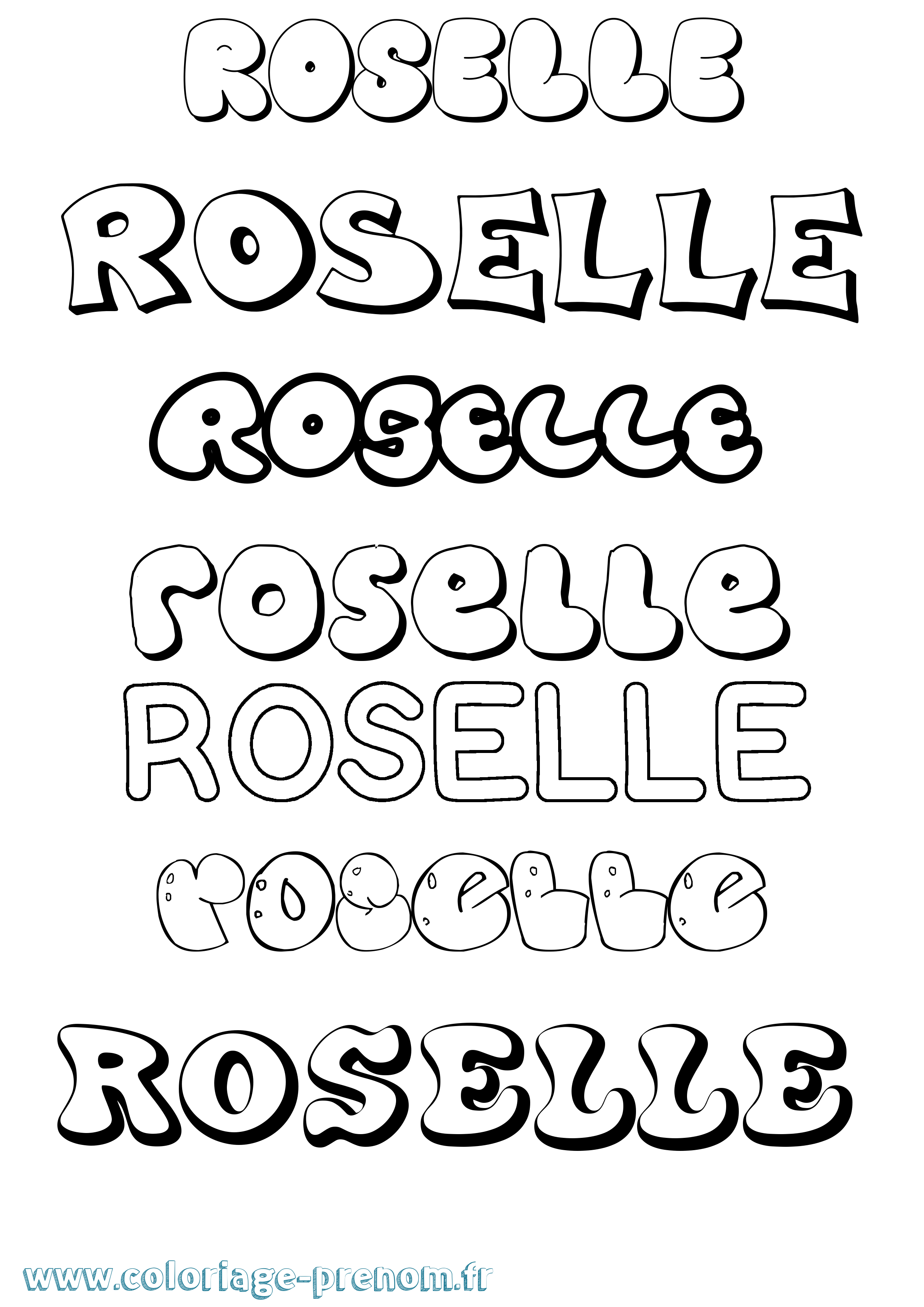 Coloriage Roselle Bubble Coloriage prénom Roselle Bubble