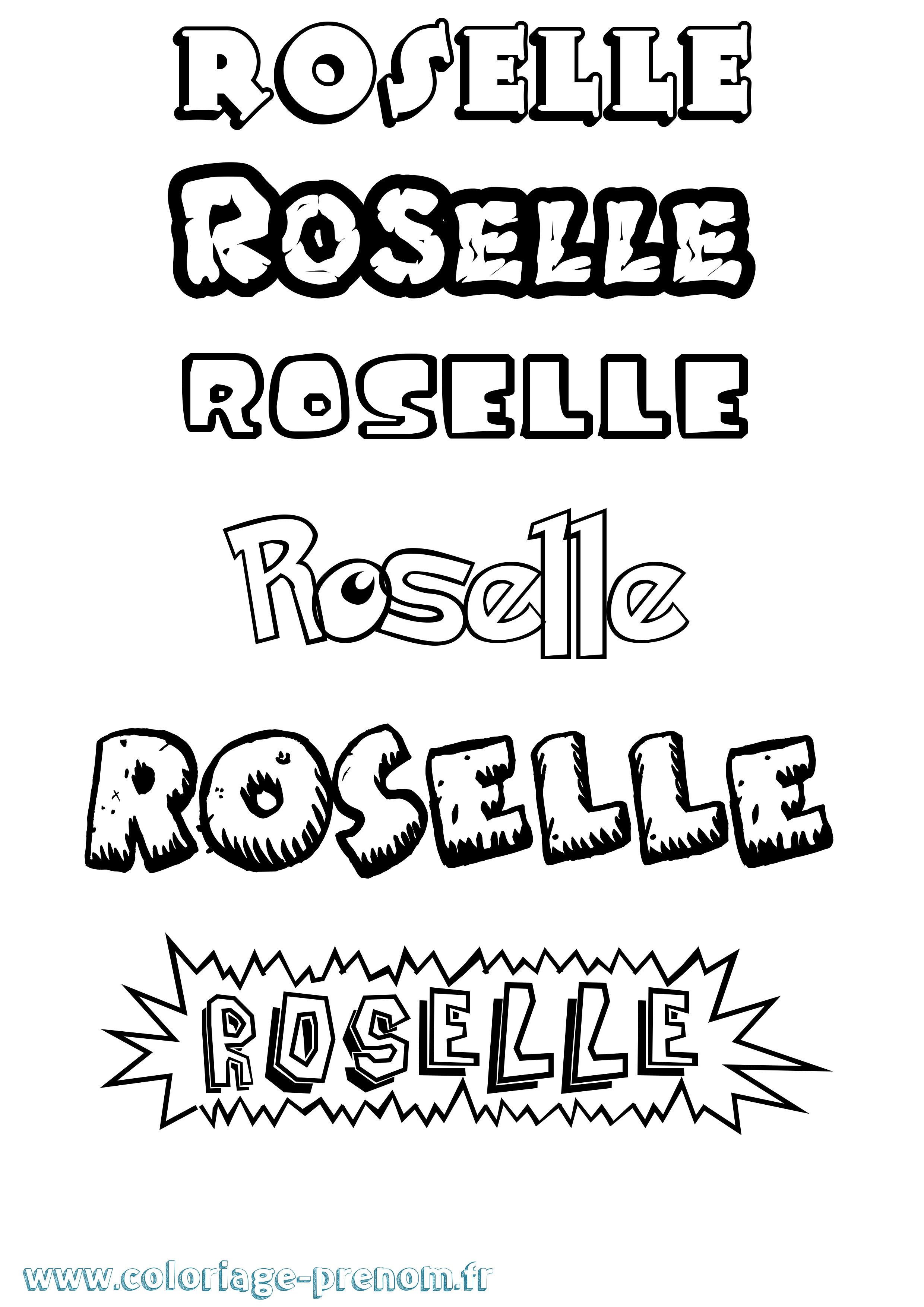 Coloriage Roselle Dessin Animé Coloriage prénom Roselle Dessin Animé