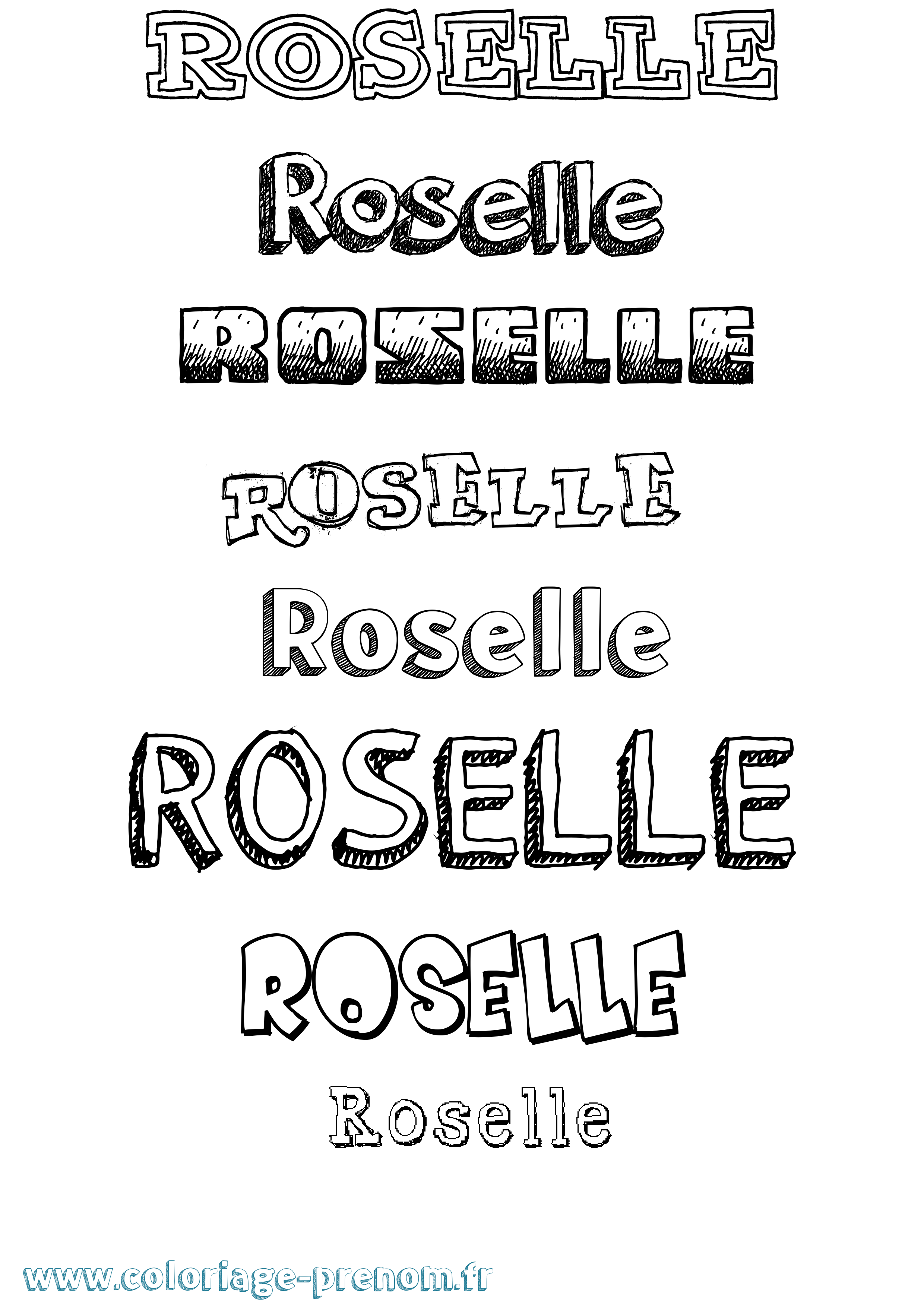 Coloriage Roselle Dessiné Coloriage prénom Roselle Dessiné