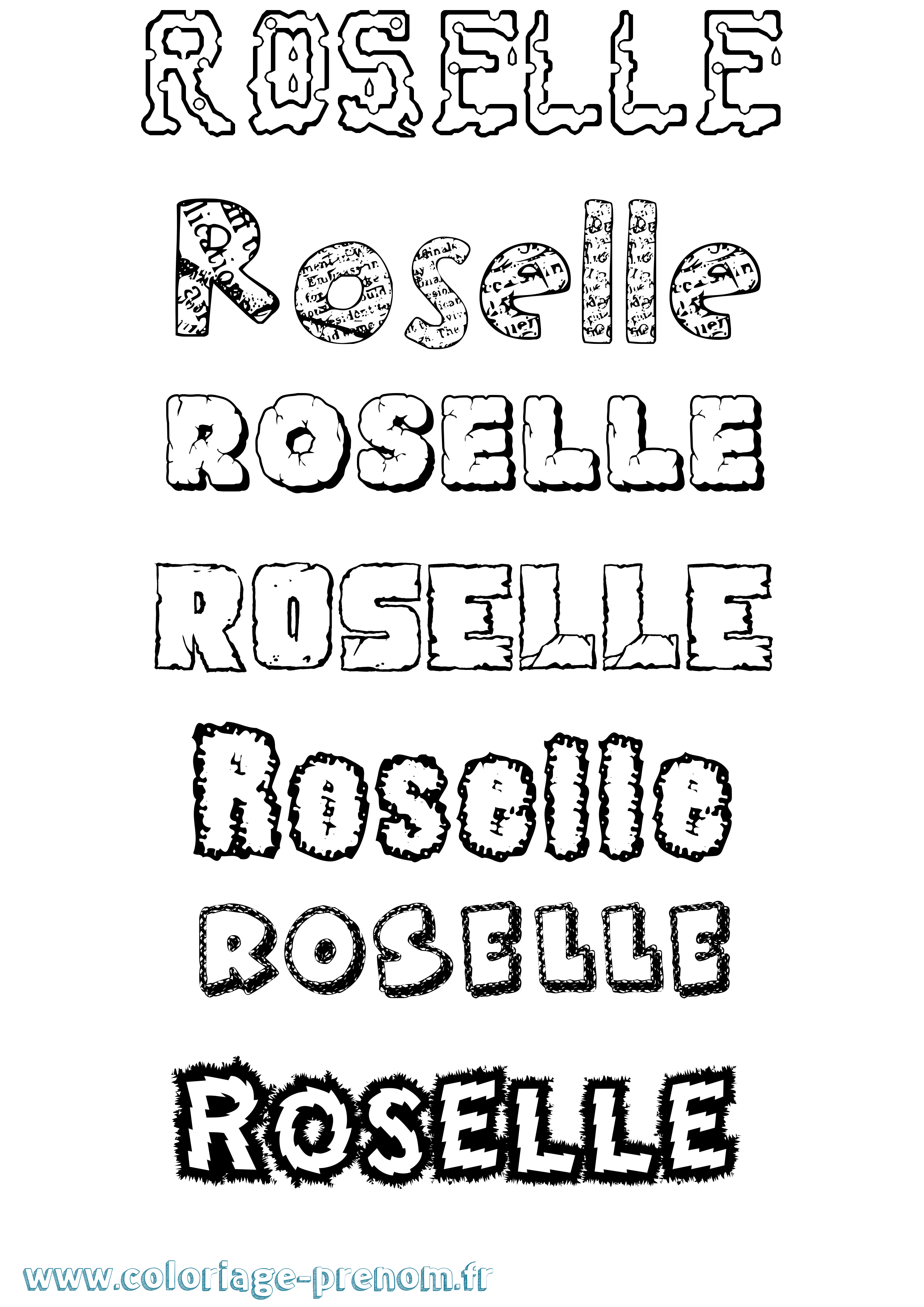 Coloriage Roselle Destructuré Coloriage prénom Roselle Destructuré