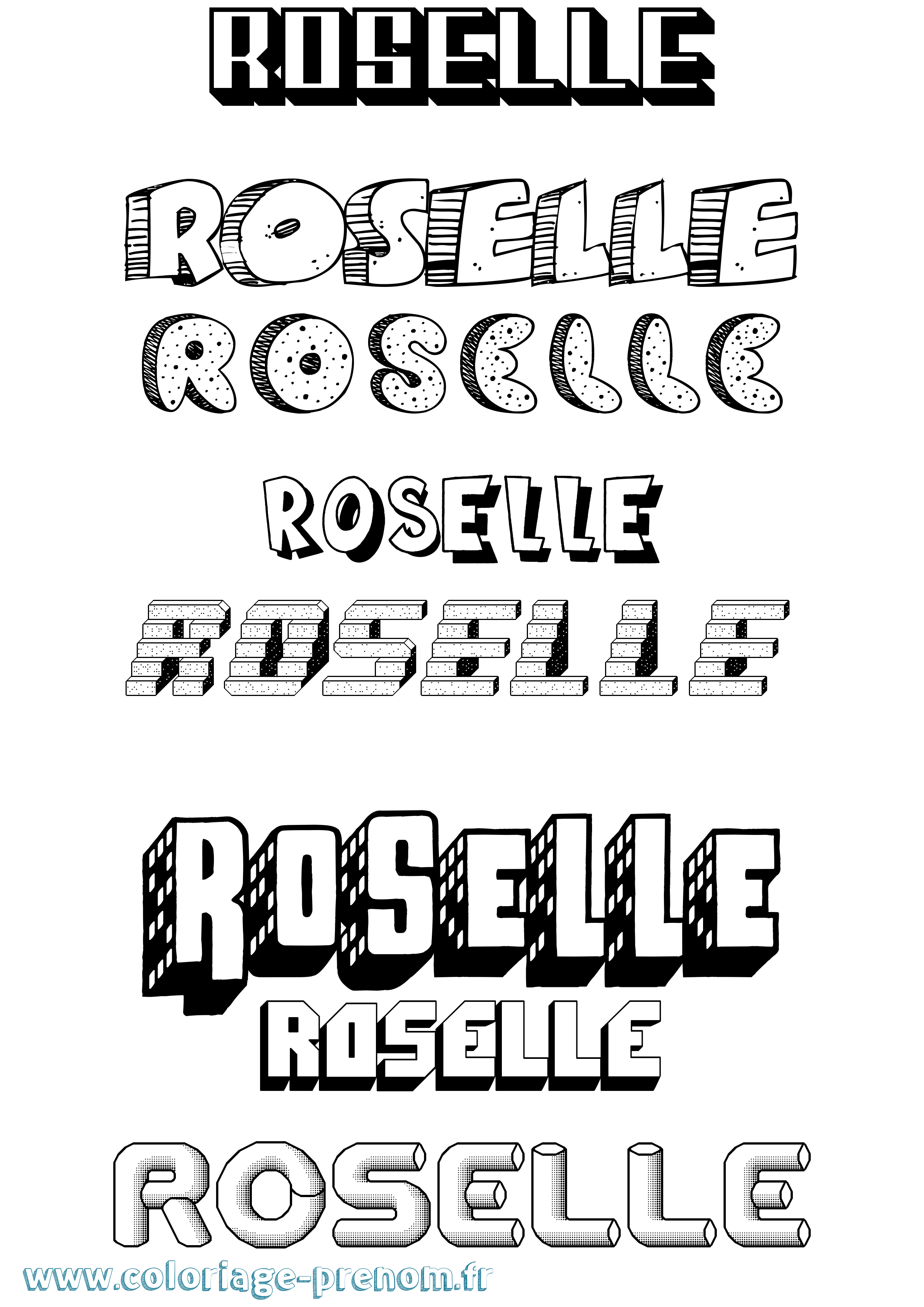 Coloriage Roselle Effet 3D Coloriage prénom Roselle Effet 3D